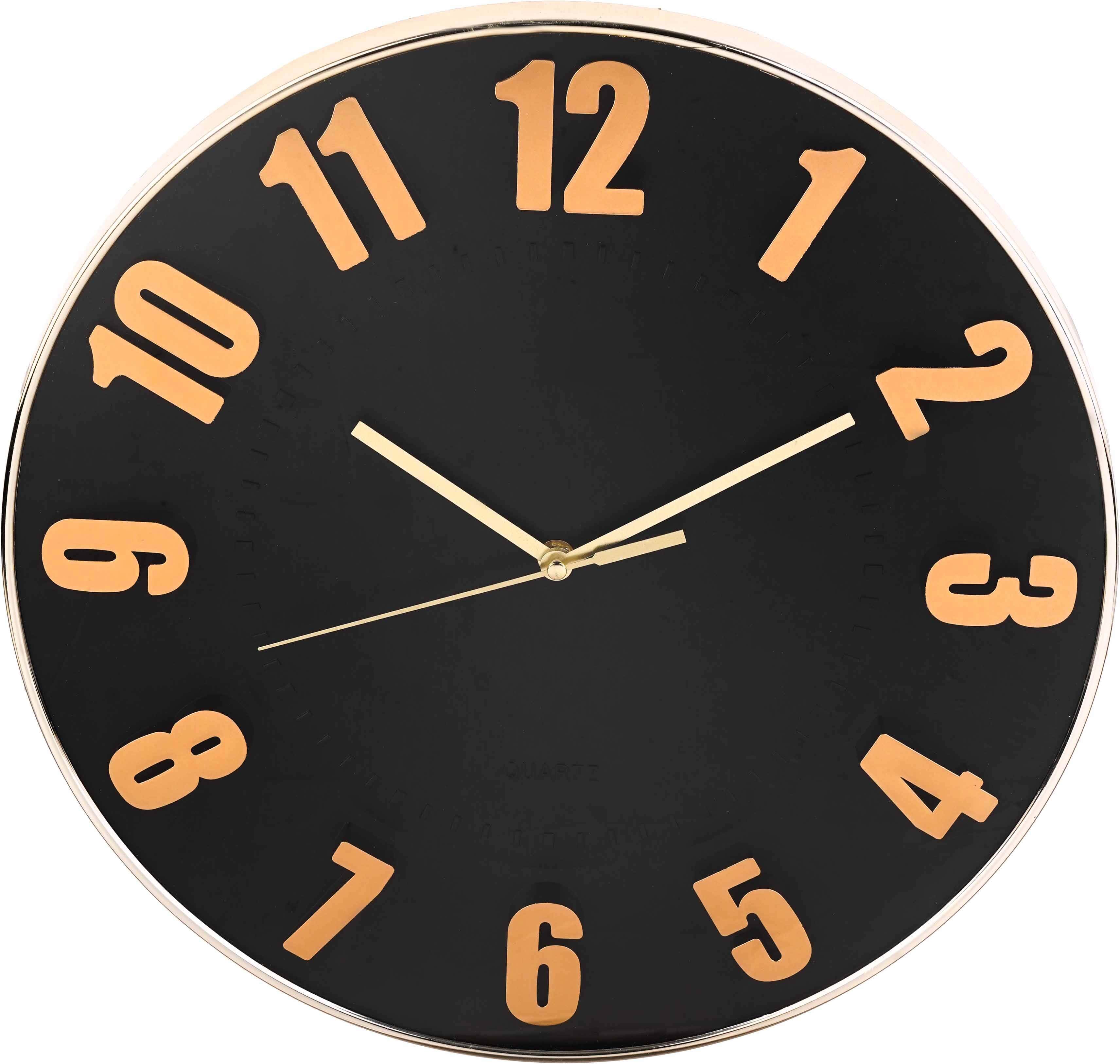 Round plastic wall clock, 40 cm - Black Gold
