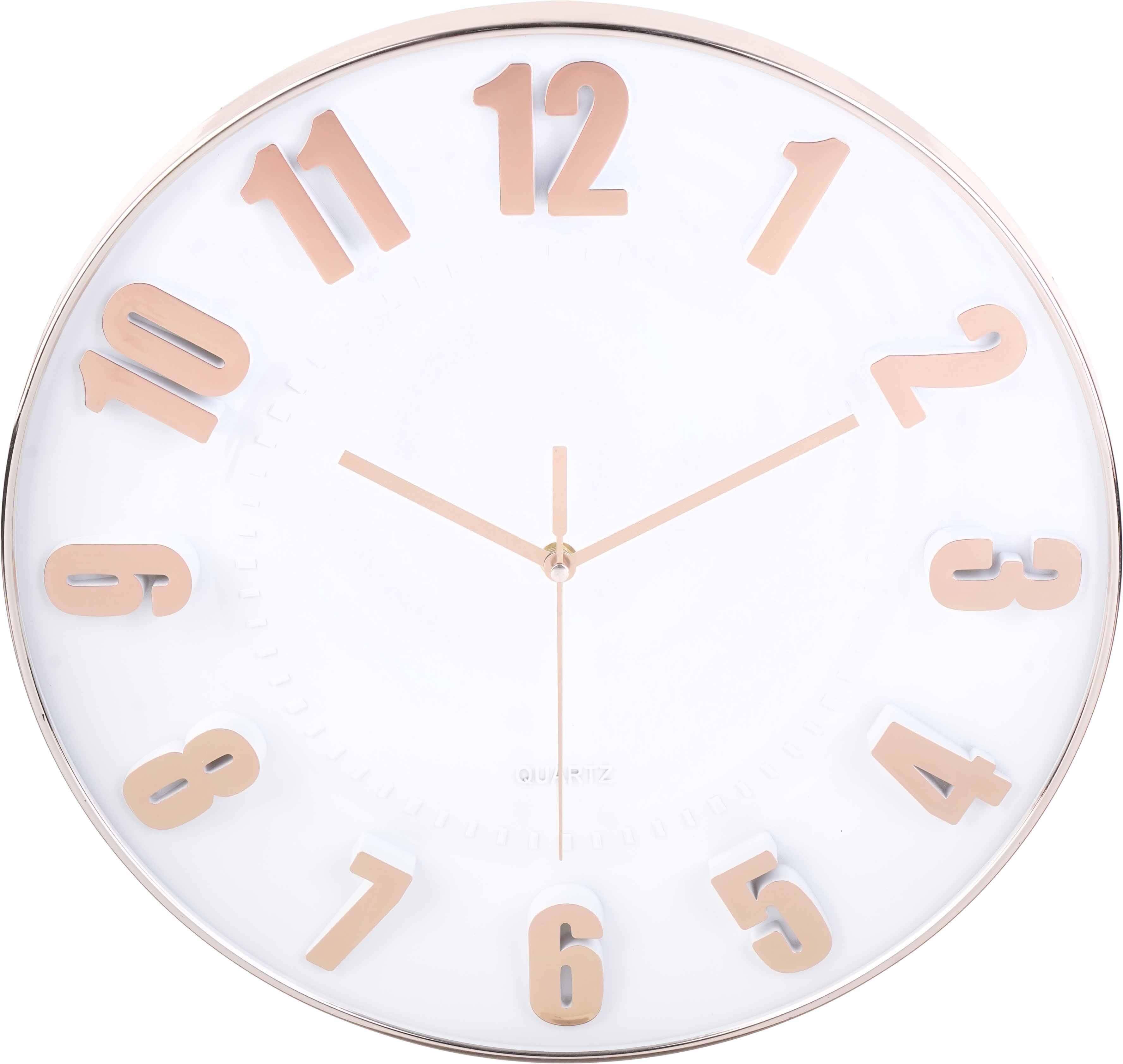 Round plastic wall clock, 40 cm - White Copper