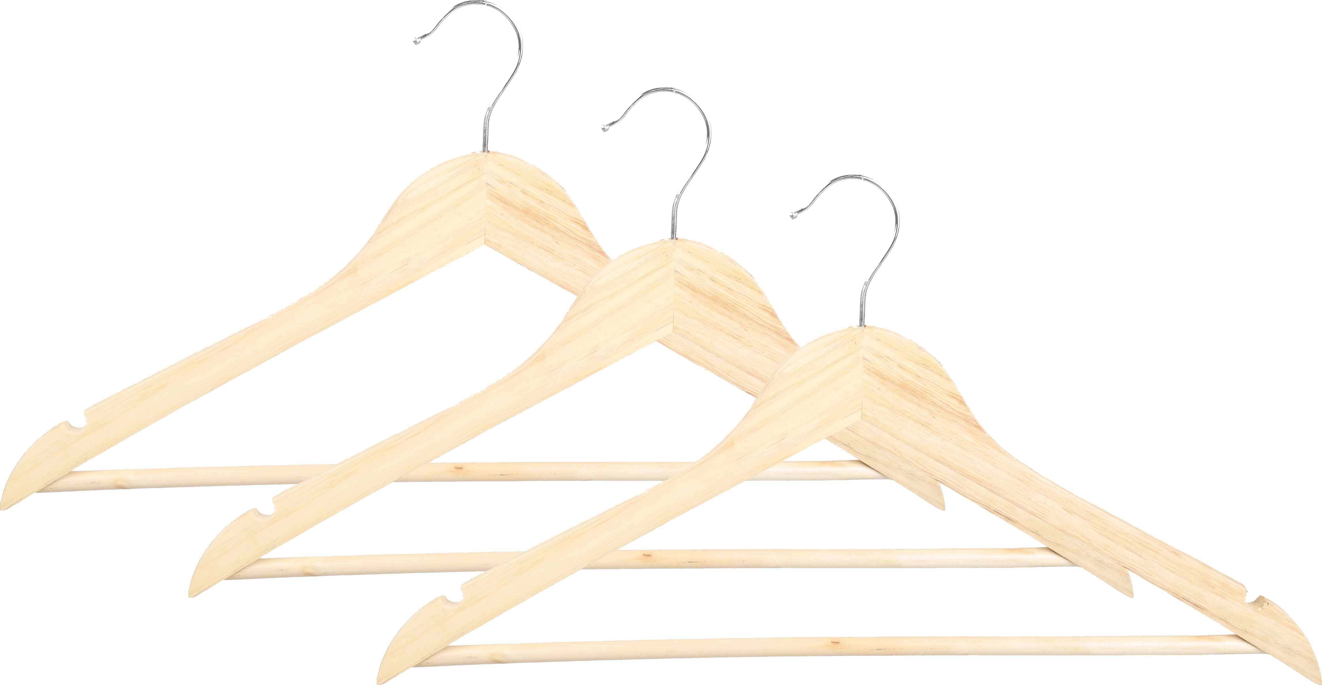 Wooden Hanger Set, 3 Pieces, 45×22 cm - Wooden