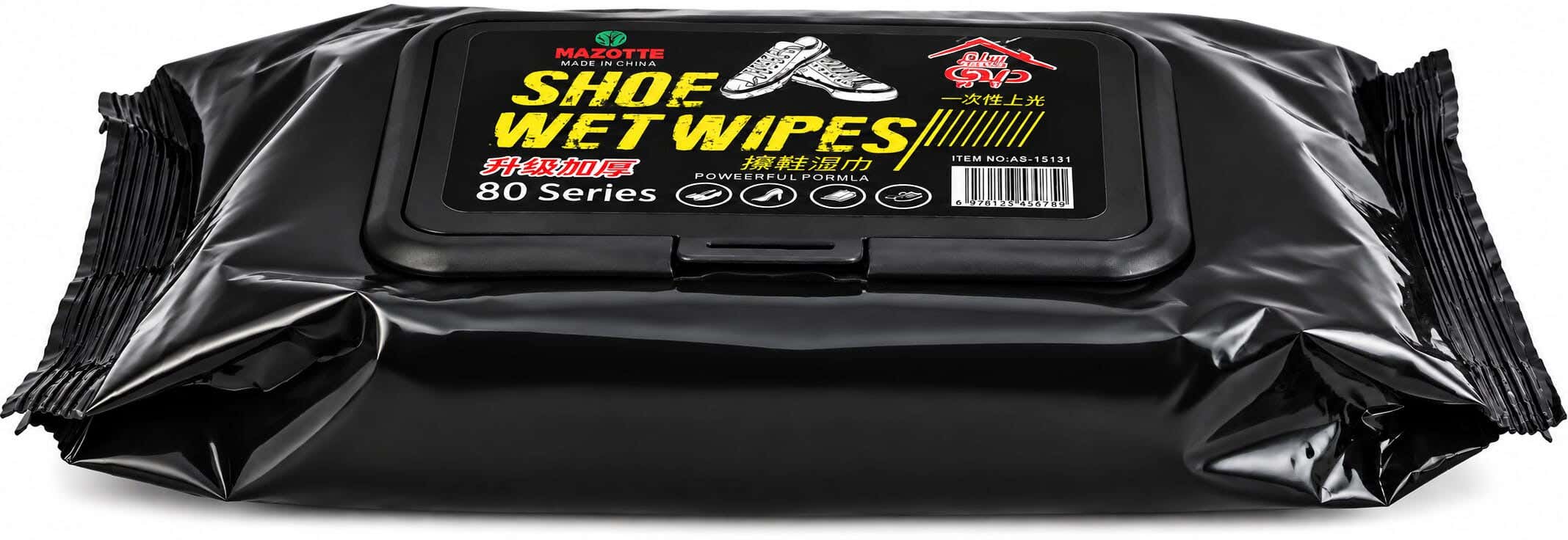 Pack Shoe Black Cleaning Wipes, 80 pieces - Black