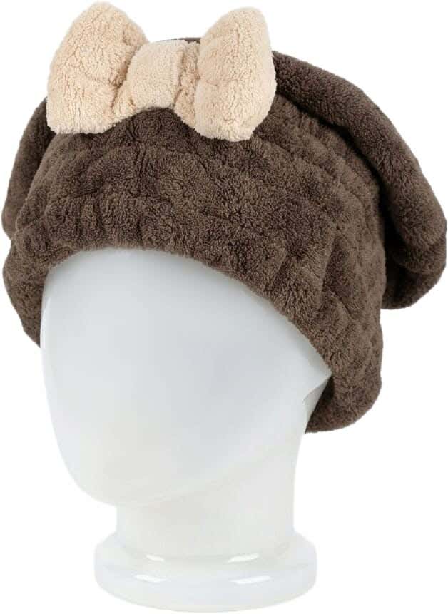 Microfiber Hair Drying Cap, 30×23 cm - Coffee