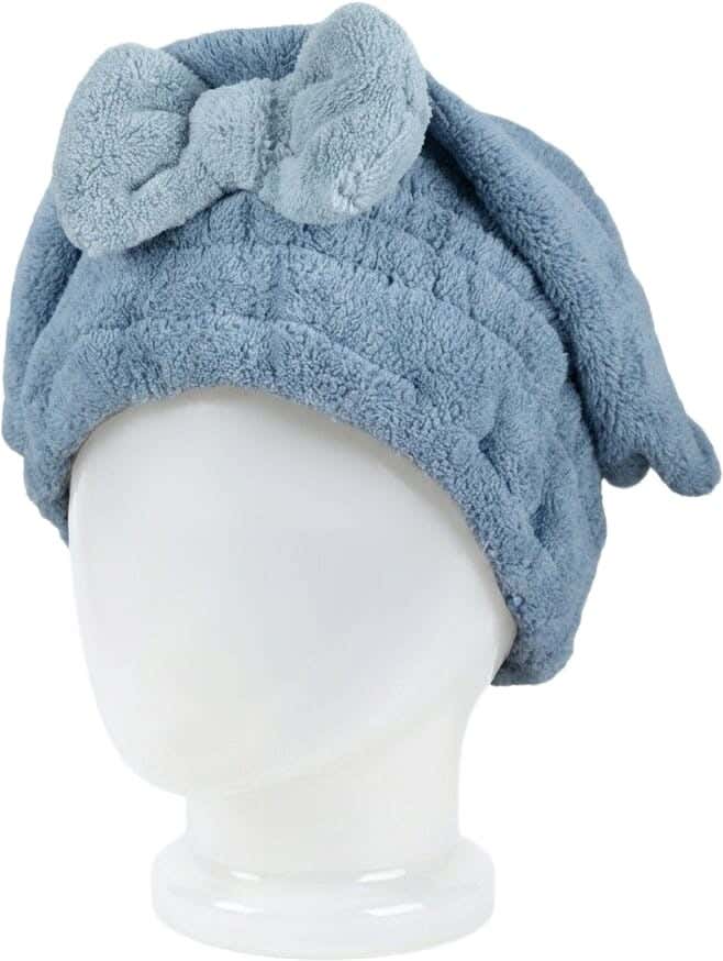 Microfiber Hair Drying Cap, 30×23 cm - Light Blue