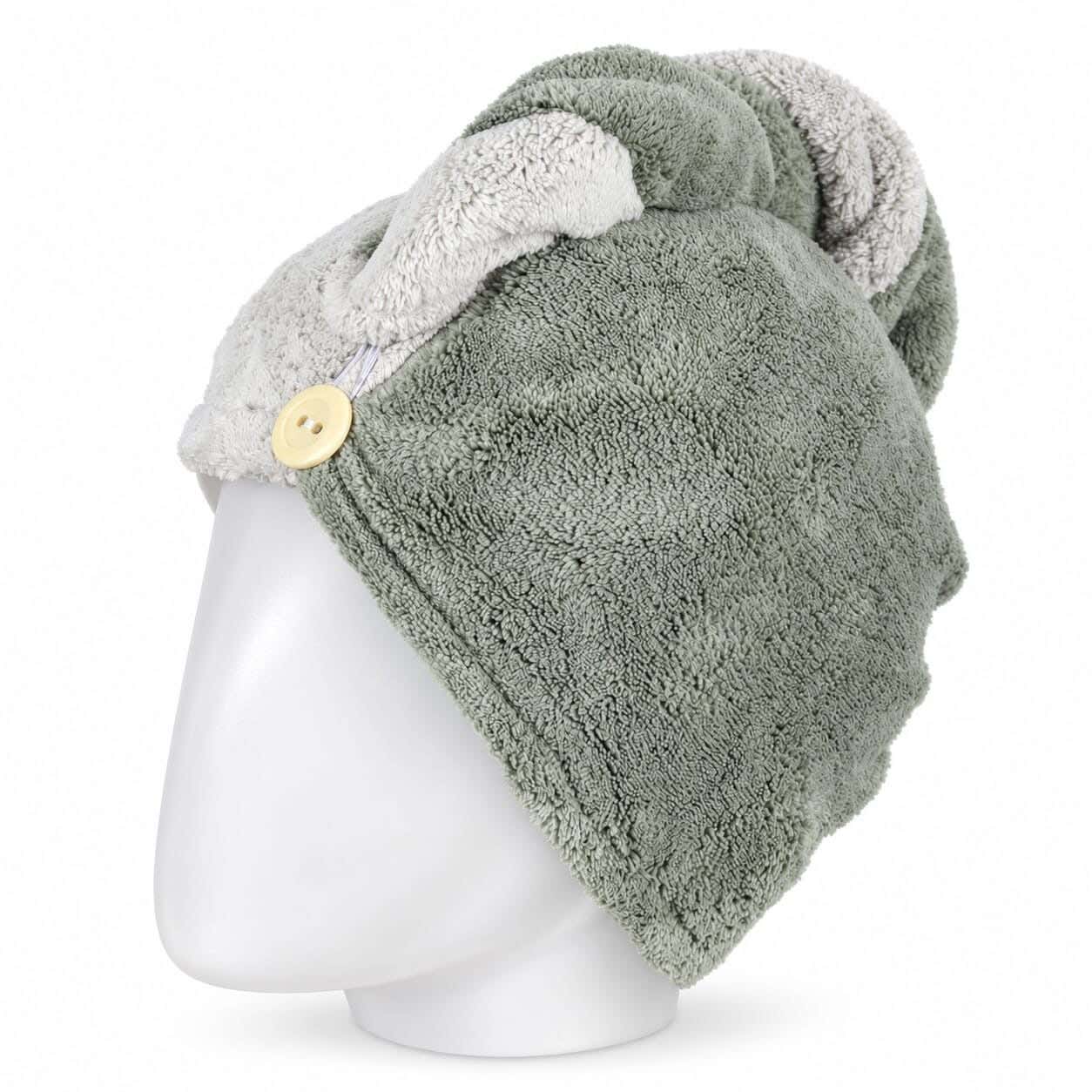 Microfiber Hair Drying Towel, 60×20 cm - Olive