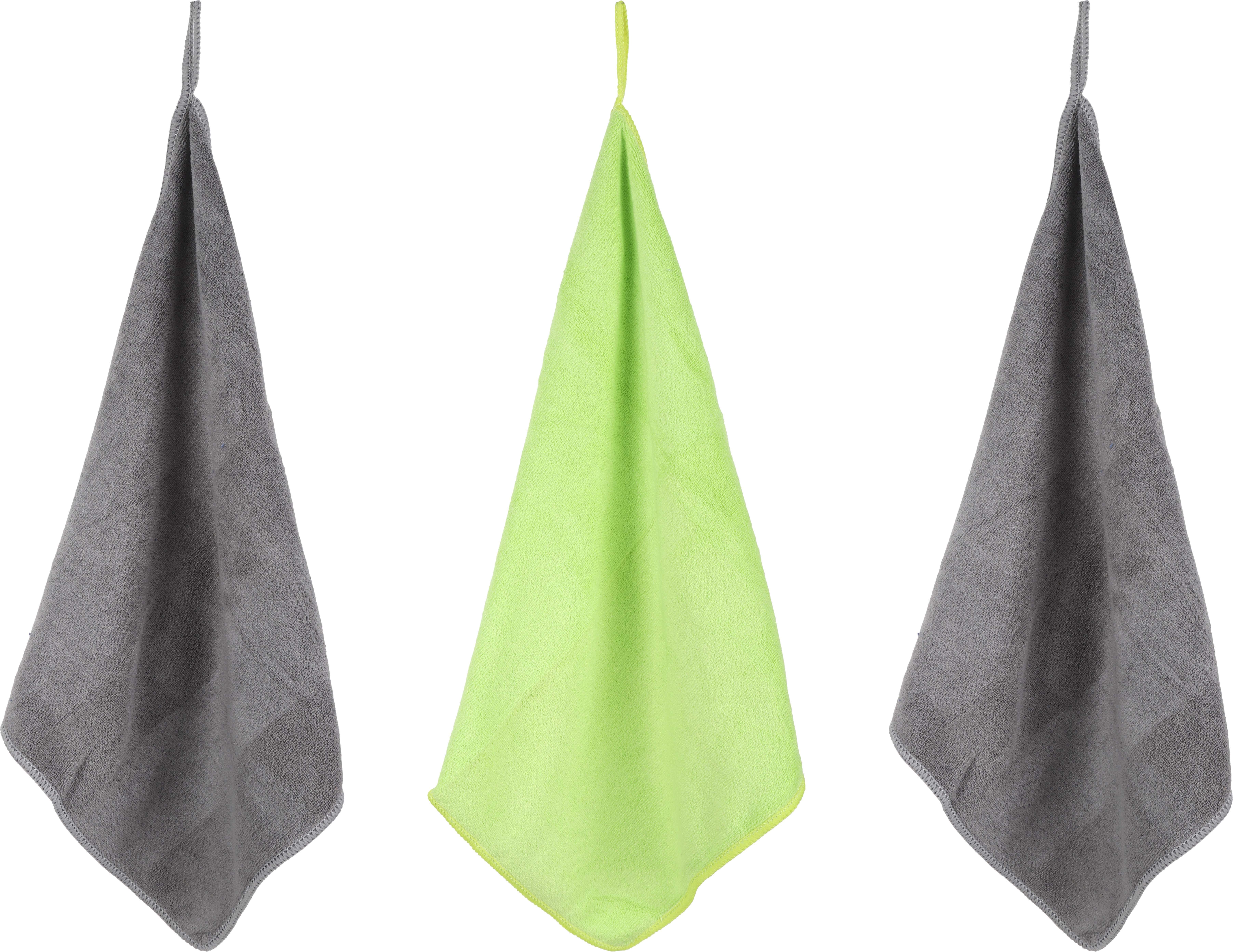 Microfiber Kitchen Cleaning Towel Set, 3 Pieces, 35 cm - Grey Lemon
