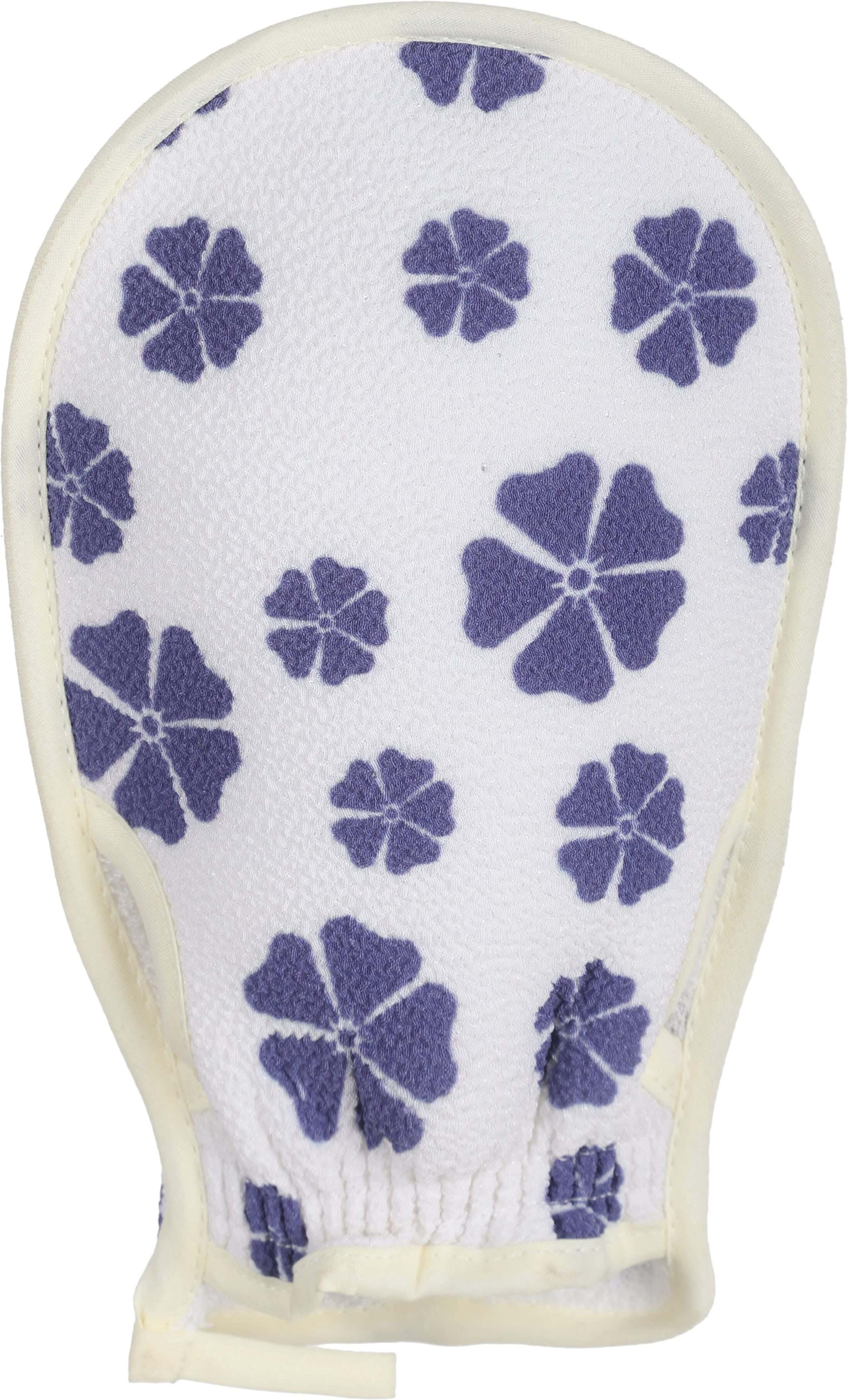 Glove Shaped Shower Loofah, 23×14.5 cm - White Blue