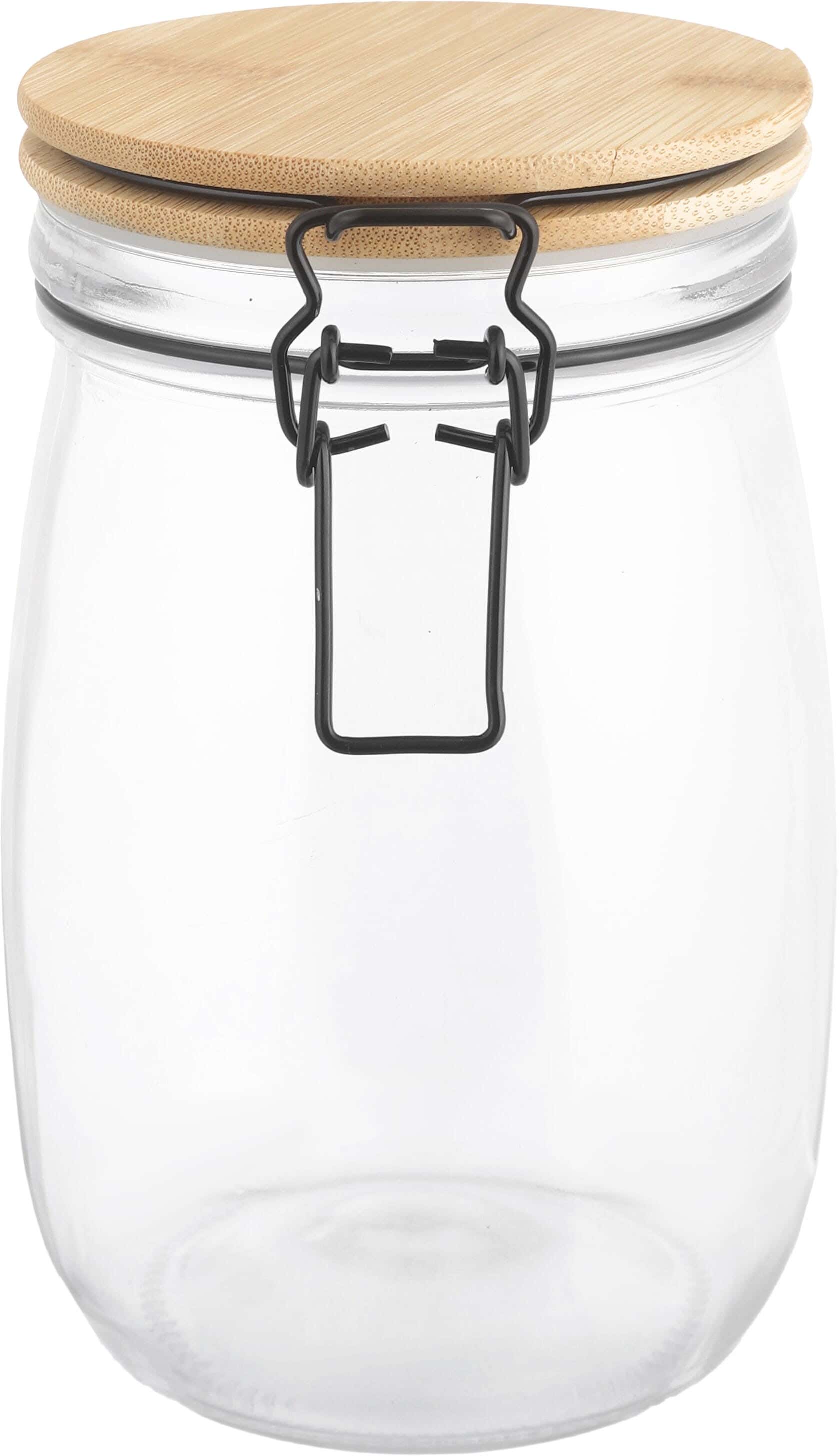 Glass jar with Bamboo Wood Lid, 500 ml - Clear Wood