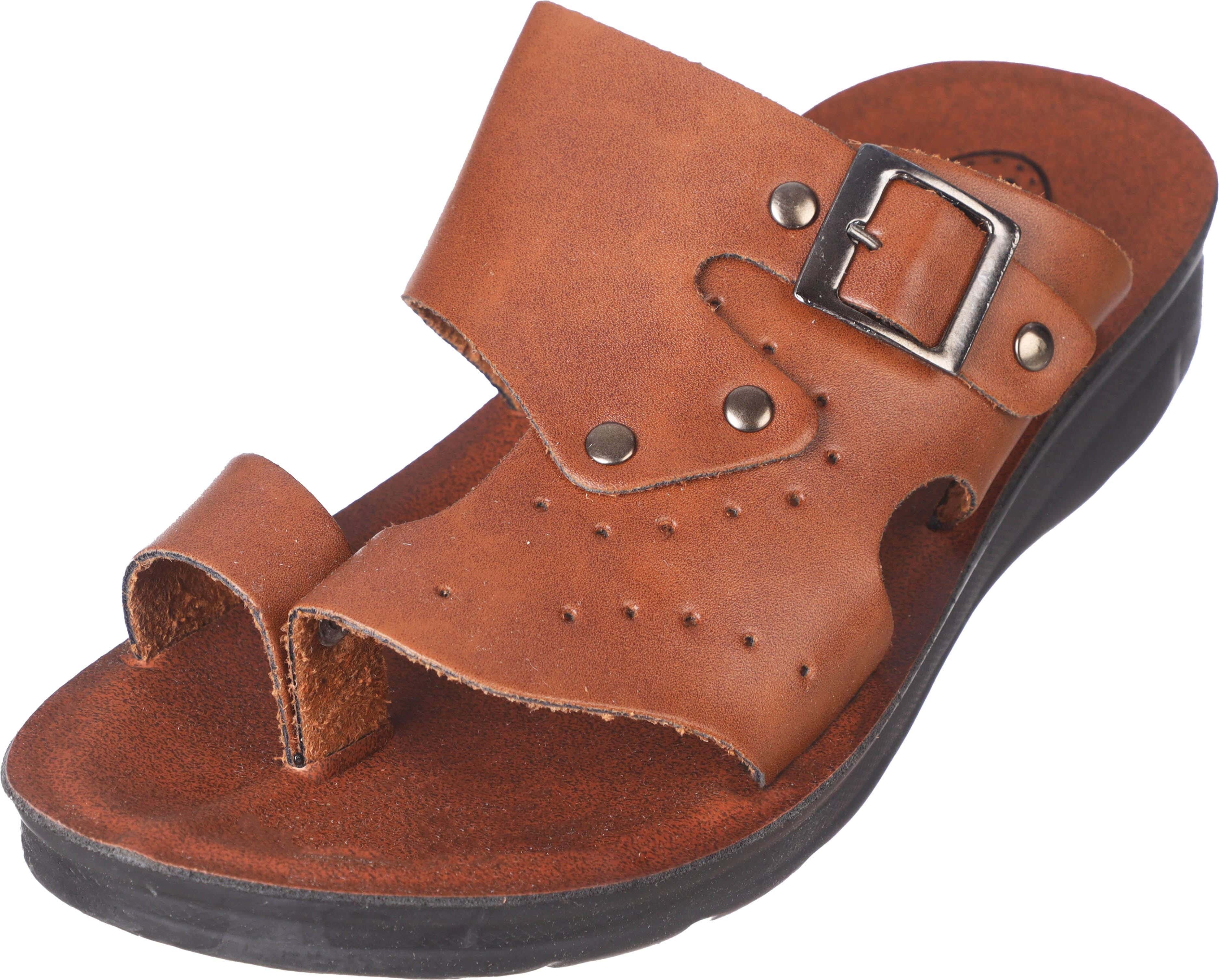 SYR Leather Slip On Slippers for Men, 41 EU - Light Brown