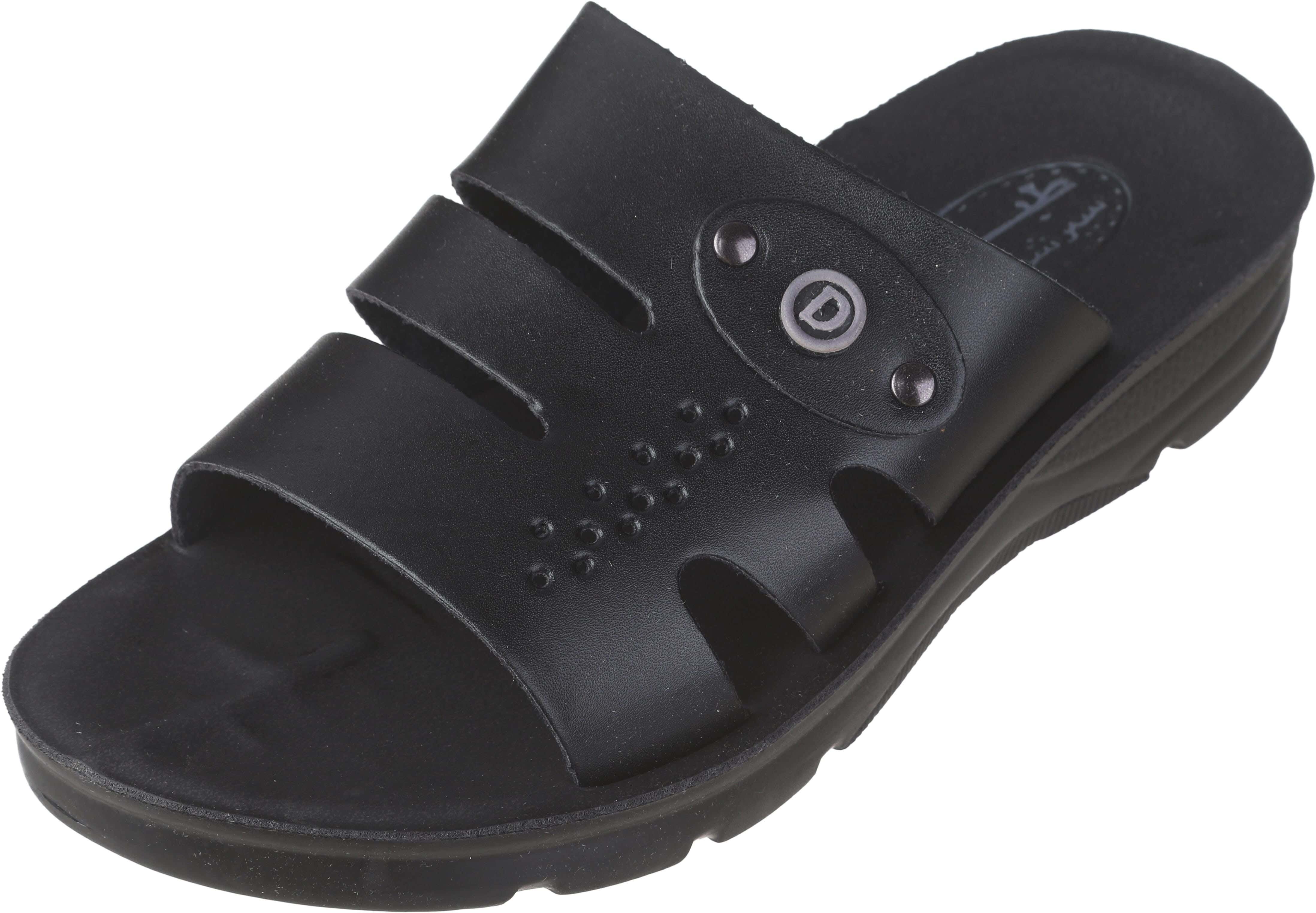 SYR Leather Slide Slippers for Men, 41 EU - Black