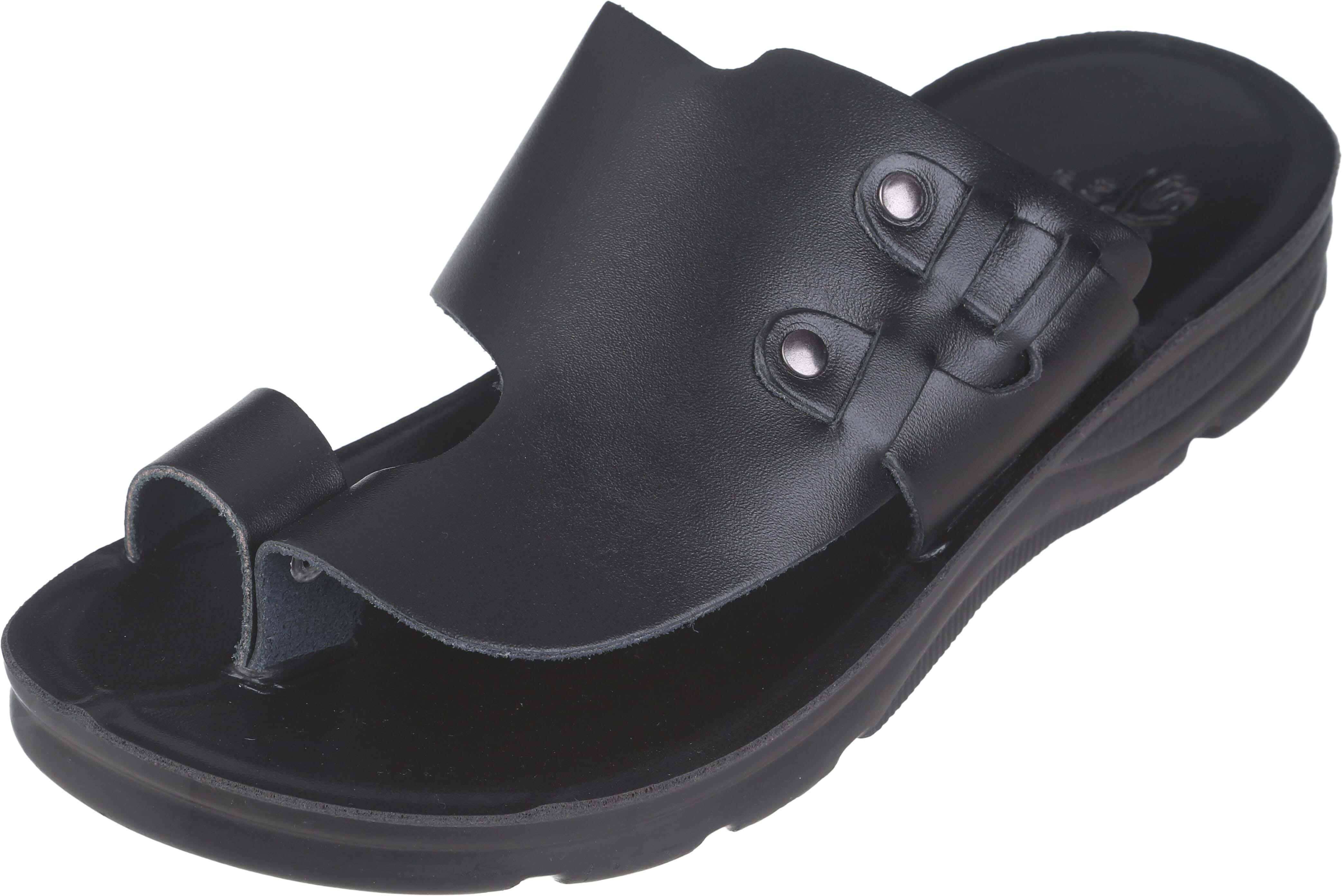 SYR Genuine Leather Flip Flop Slippers for Boys, 41 EU - Black