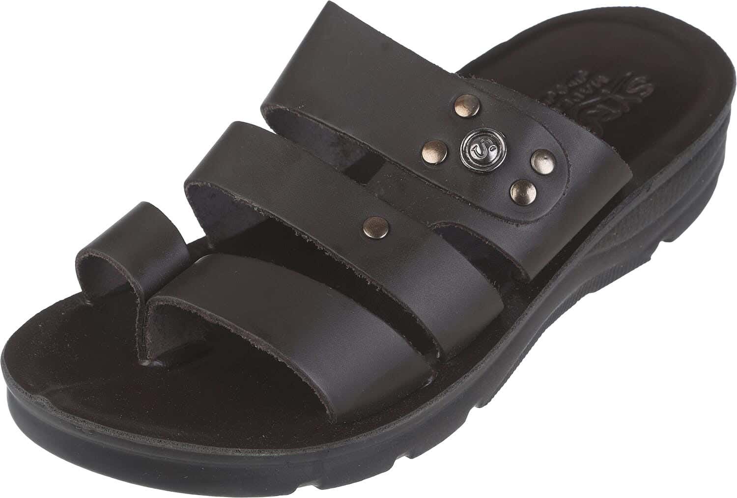 SYR Genuine Leather Flip Flop Slippers for Boys, 41 EU - Dark Brown