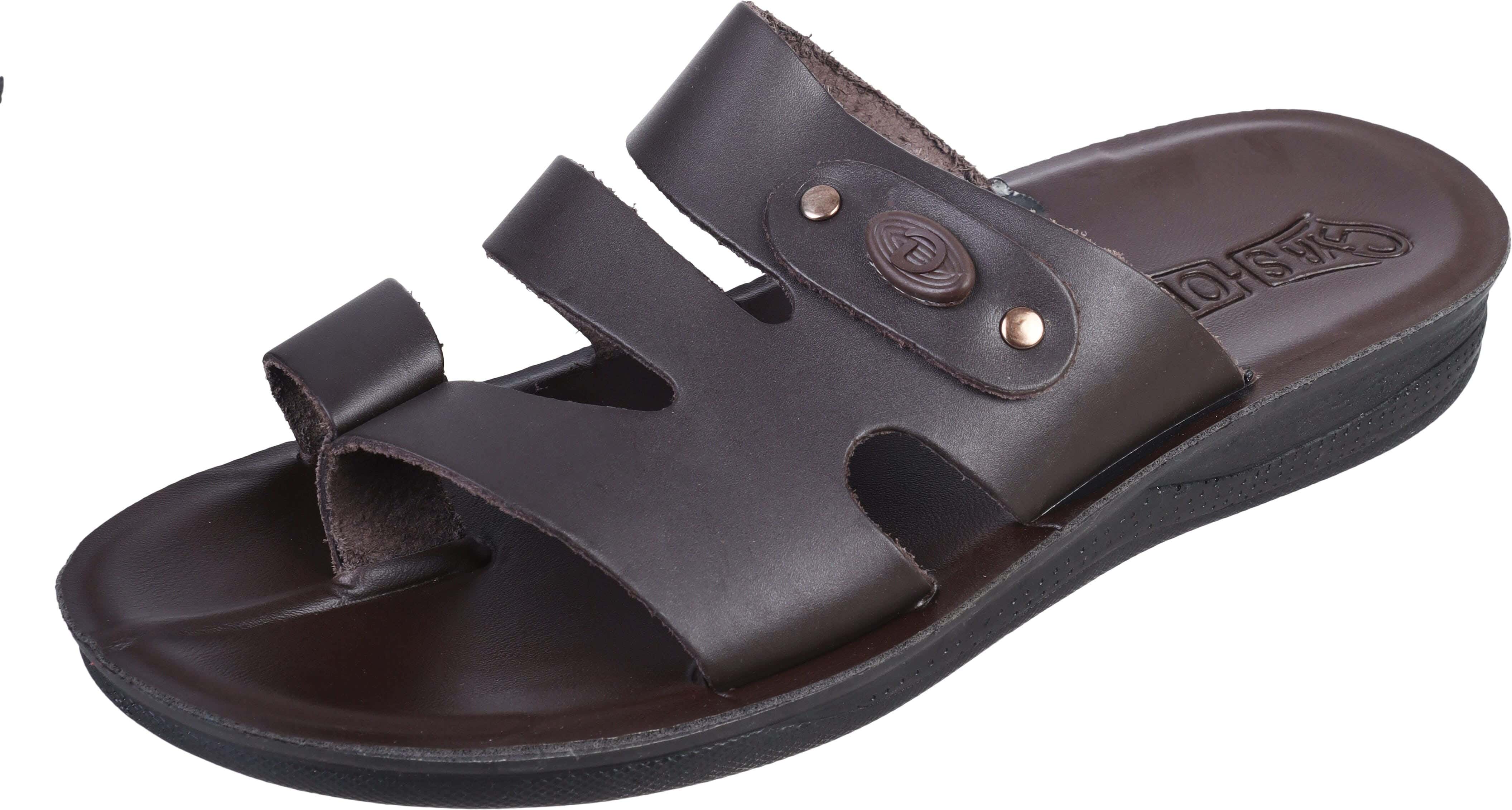 Leather Slide for Men, 45 EU - Dark Brown