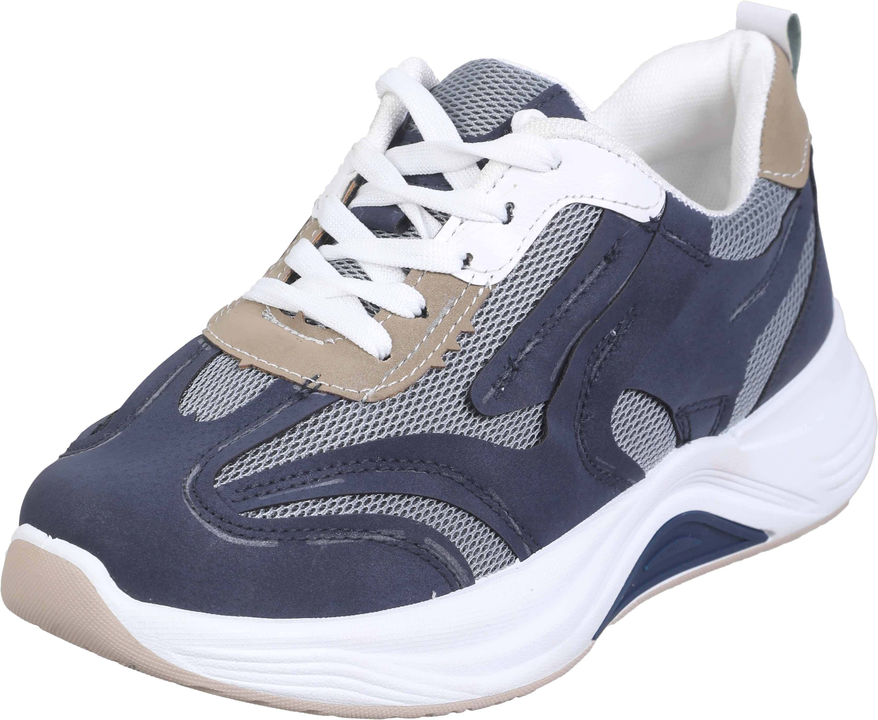 Women's Lethar×Mesh Sneakers, 39 EU - Grey Navy