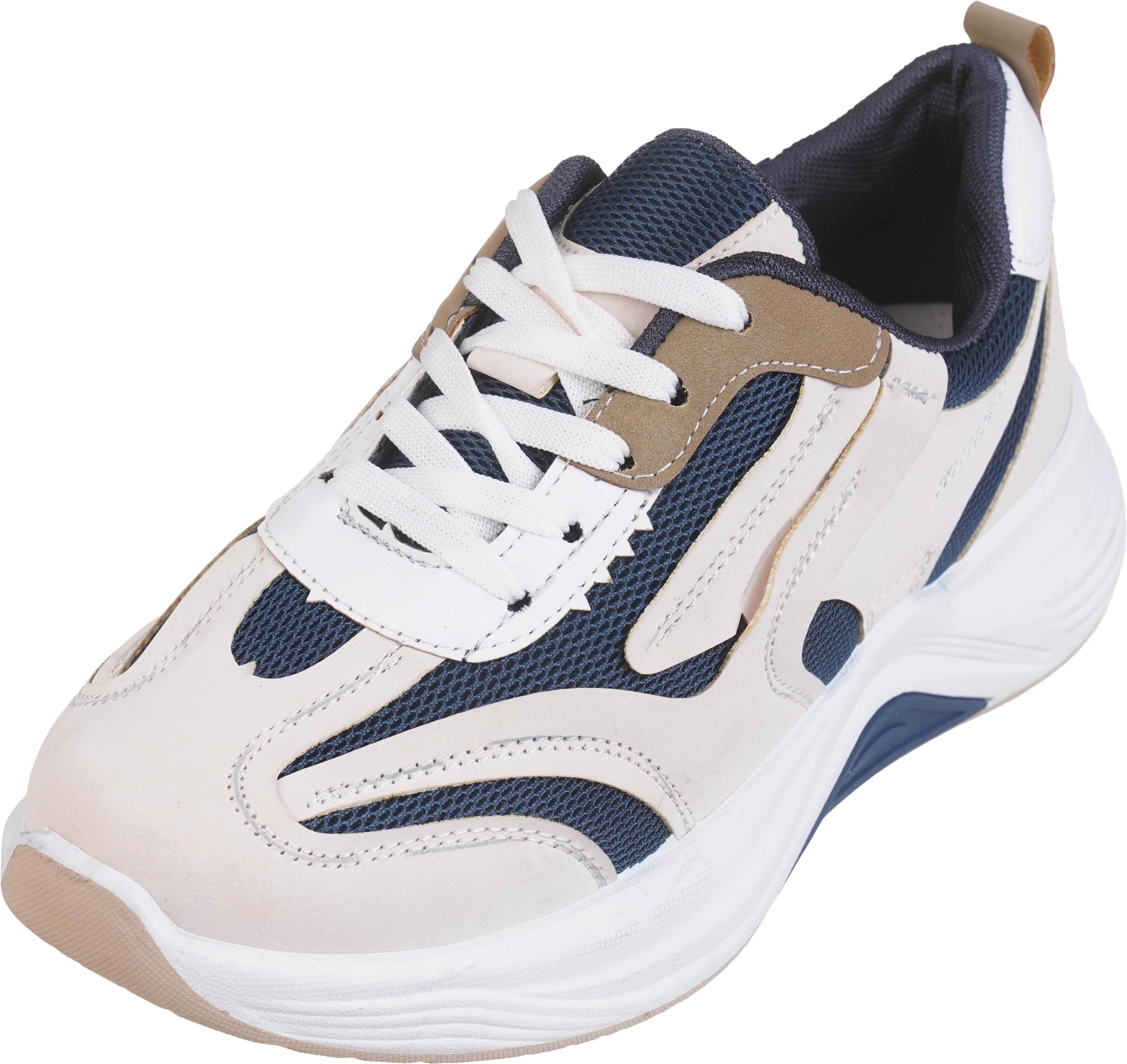 Leather×Mesh Lace-Up Sneakers for Women
