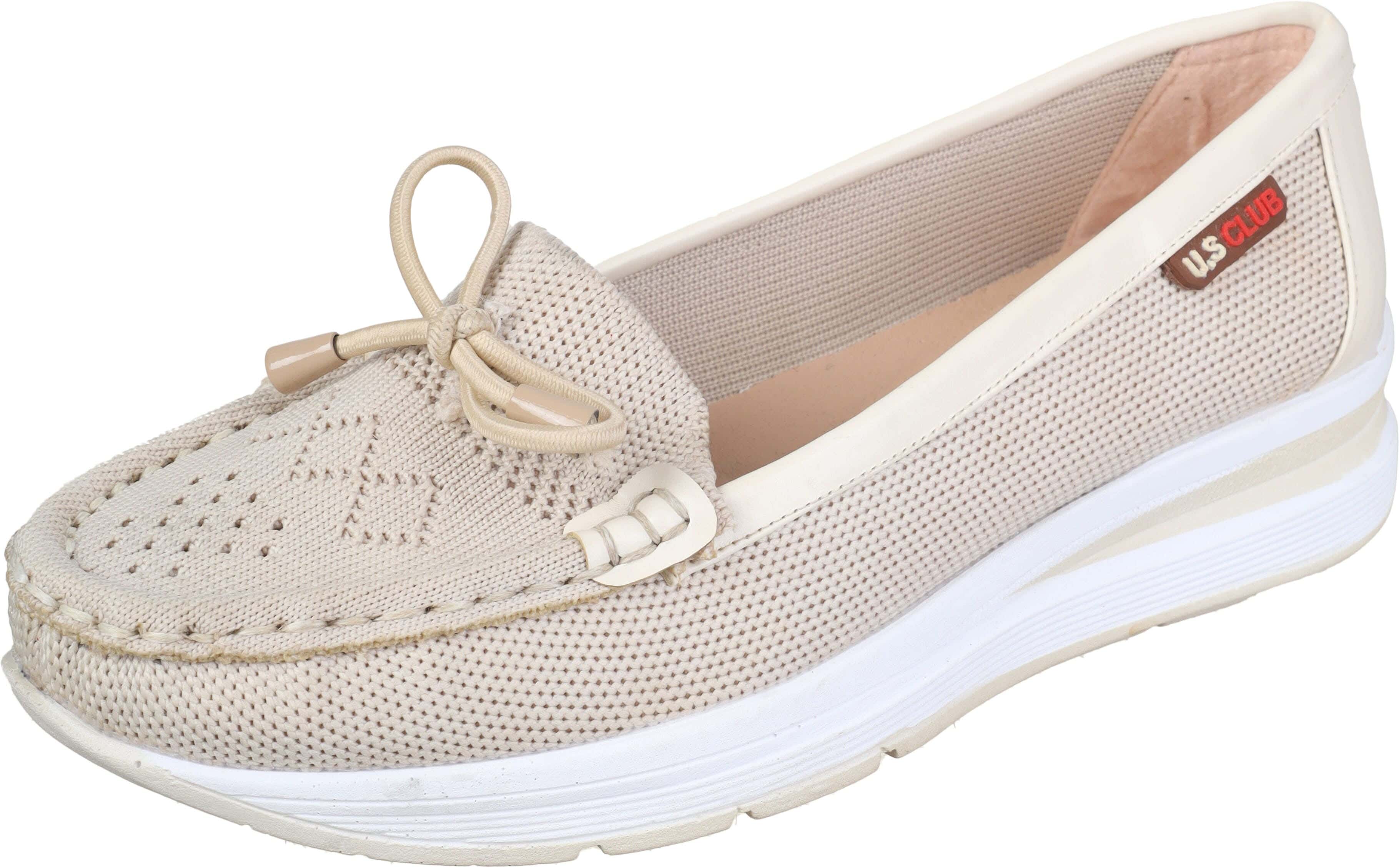 Jacquard Flat Shoes for Women, 38 EU - Beige
