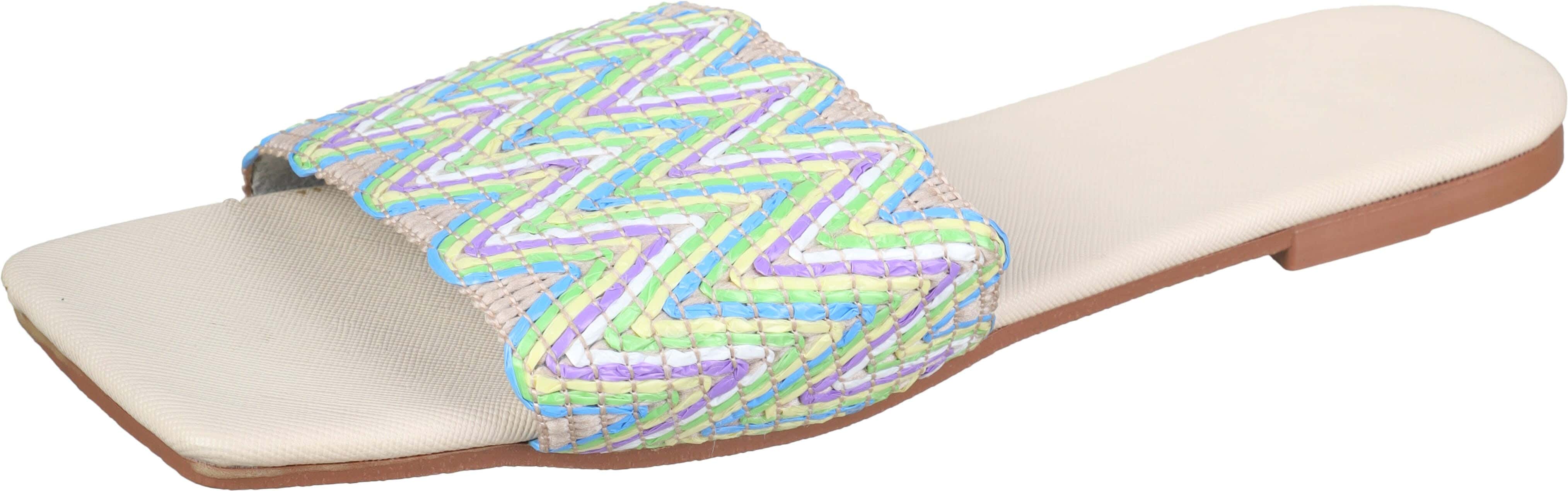 Women's Plastic Slippers with Faux Leather Upper