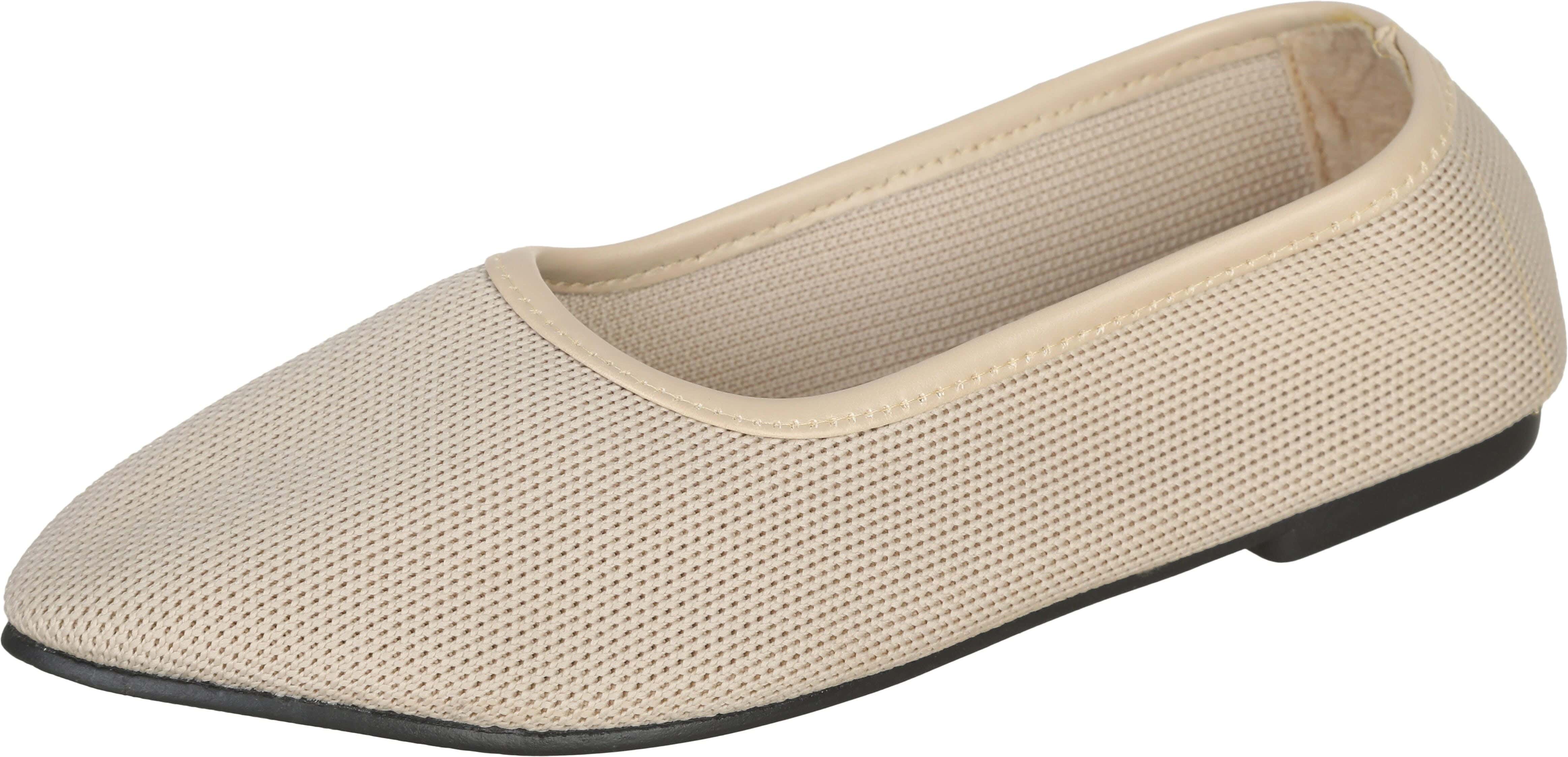 Knitwear Flat Ballerina Shoes for Women, 37 EU - Beige