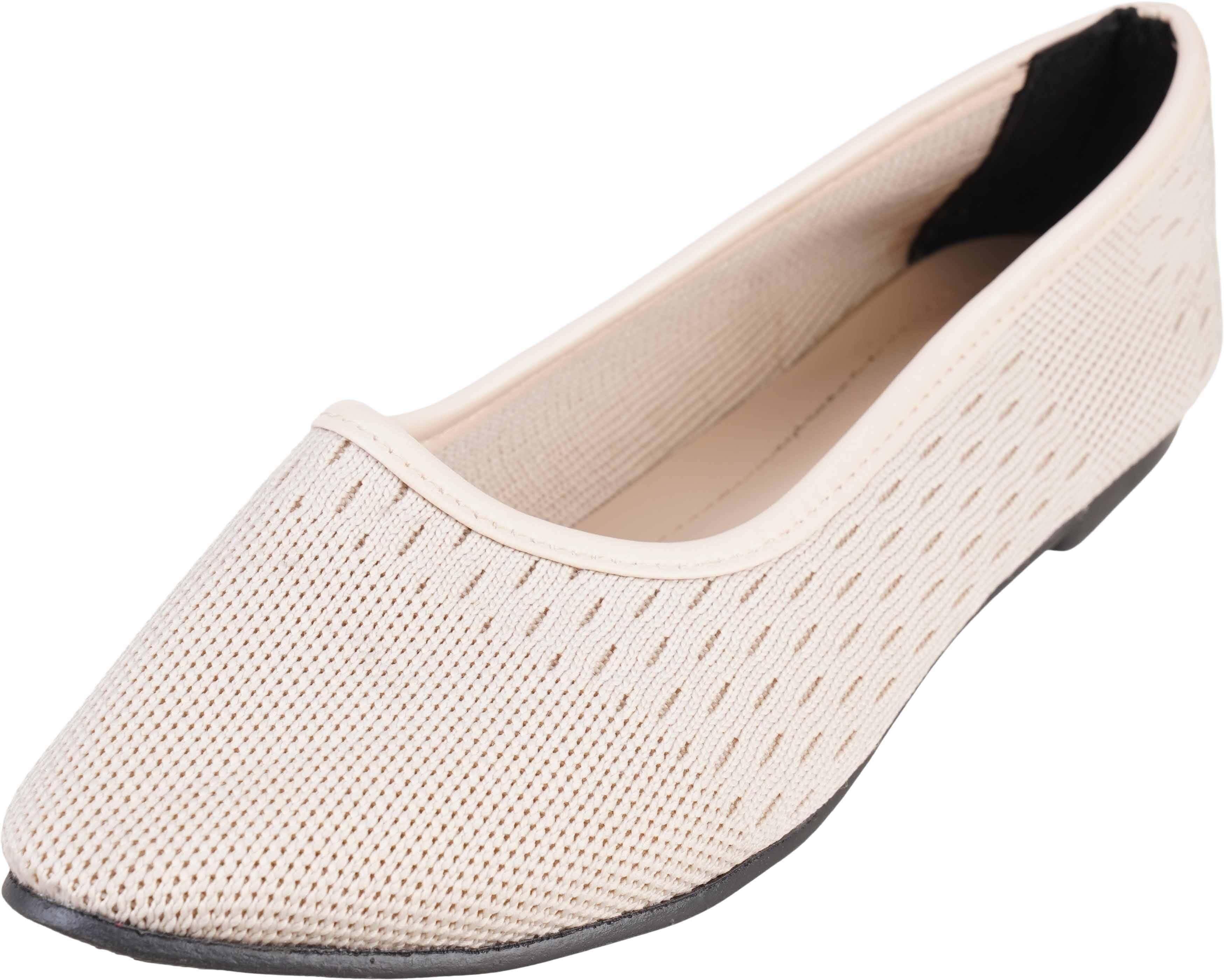 Knitwear Flat Ballerina Shoes for Women, 37 EU - Beige