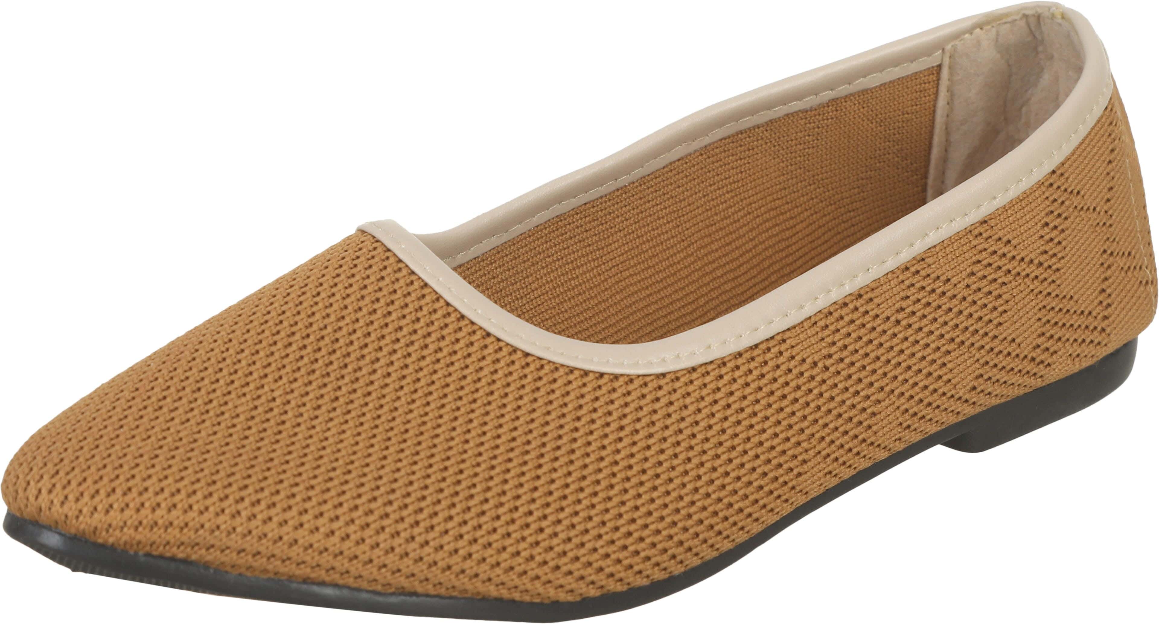 Knitwear Flat Ballerina Shoes for Women, 38 EU - Brown