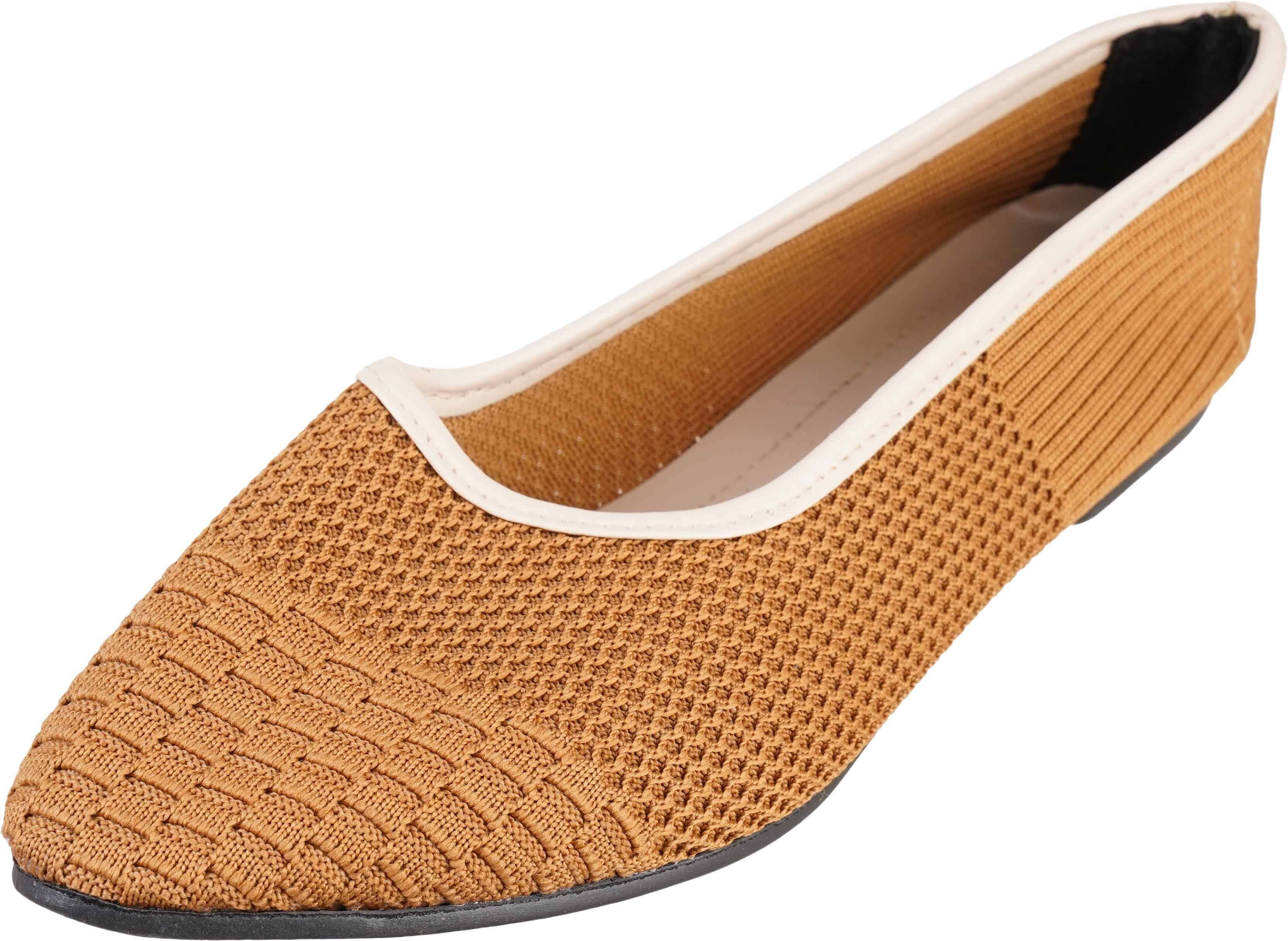 Knitwear Flat Ballerina Shoes for Women, 41 EU - Havana