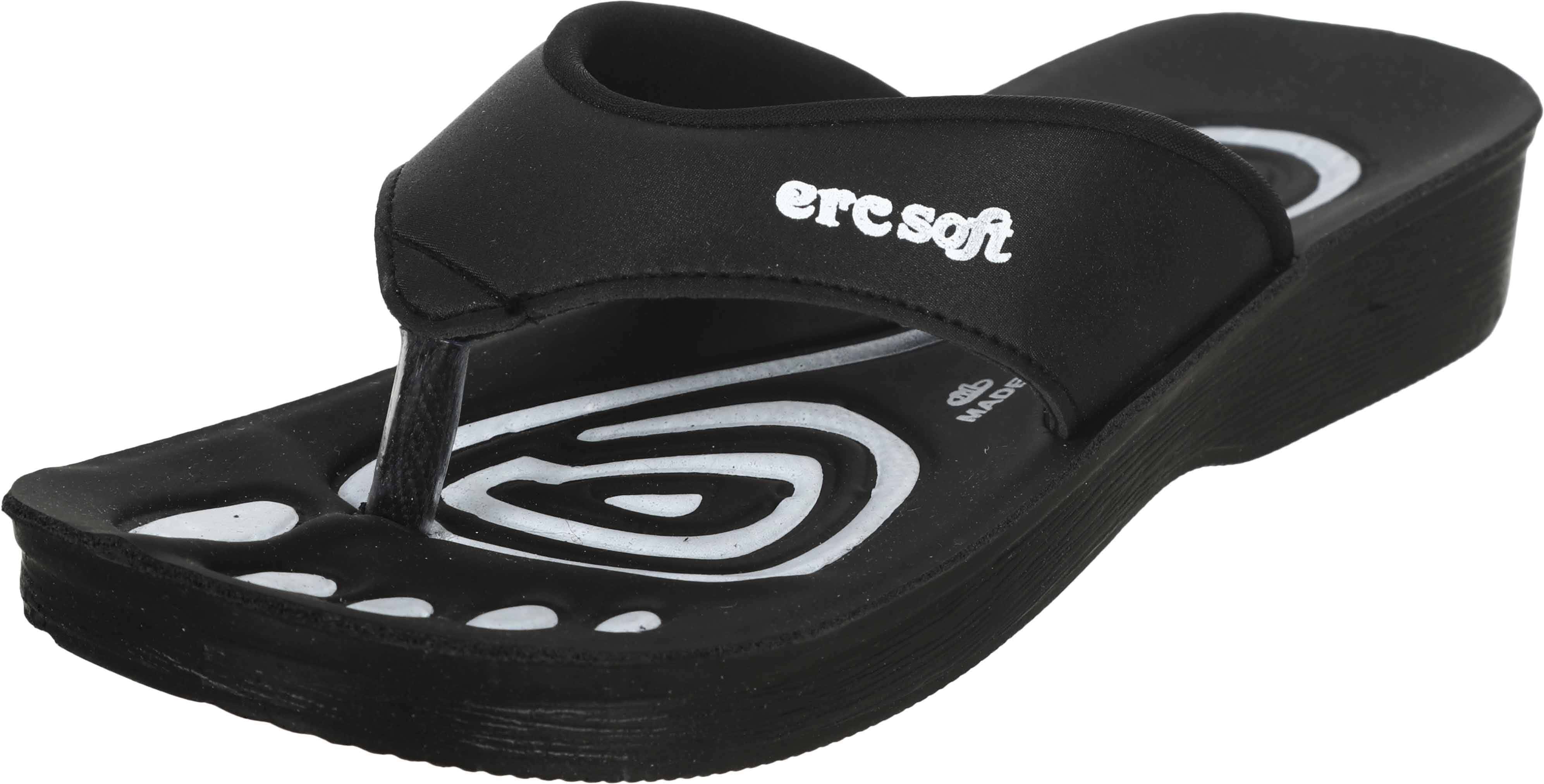 Leather Slippers Flip Flop For Women, 37 EU - Black
