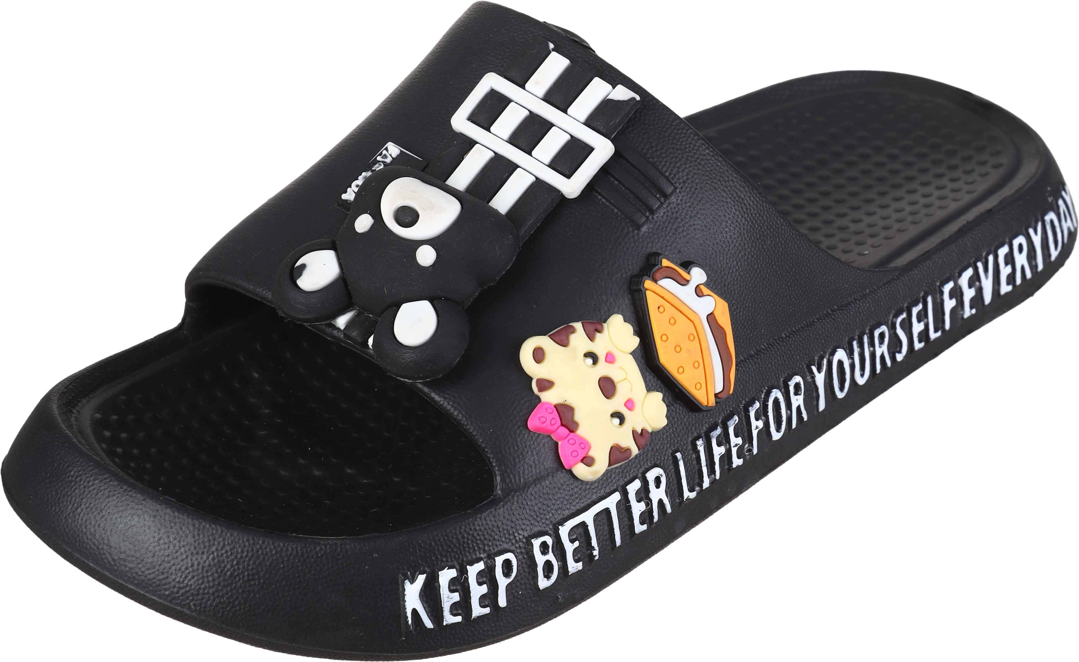 Plastic Slide Slipper for Girls, 35 EU - Black
