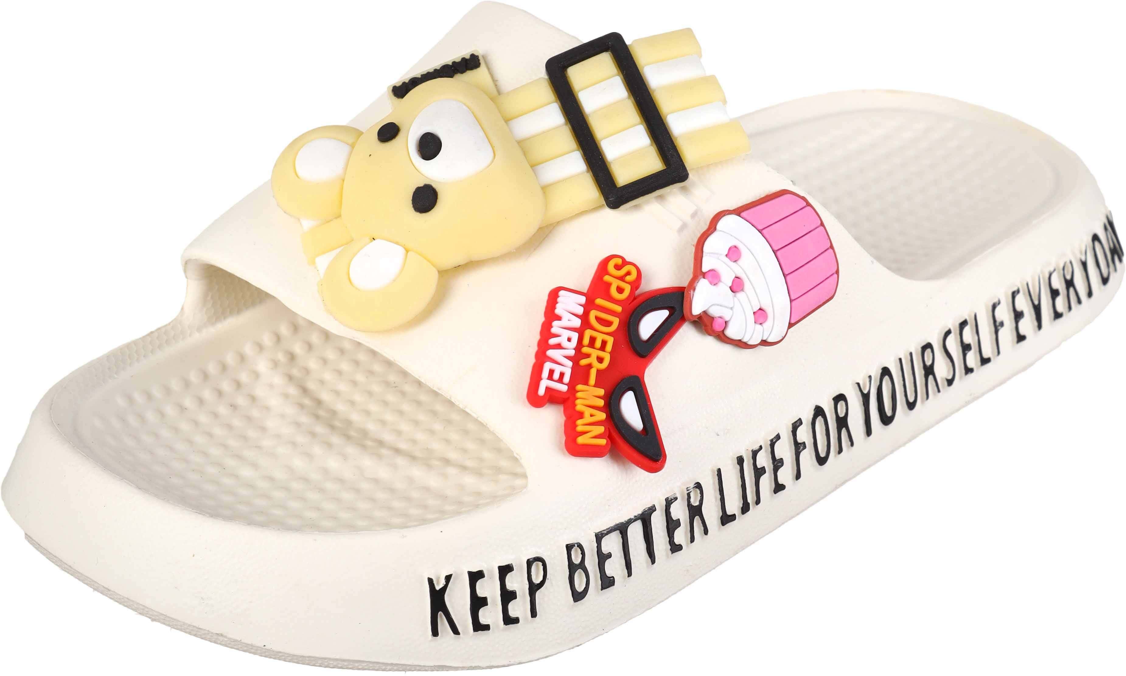 Plastic Slide Slipper for Girls, 31 EU - Off White