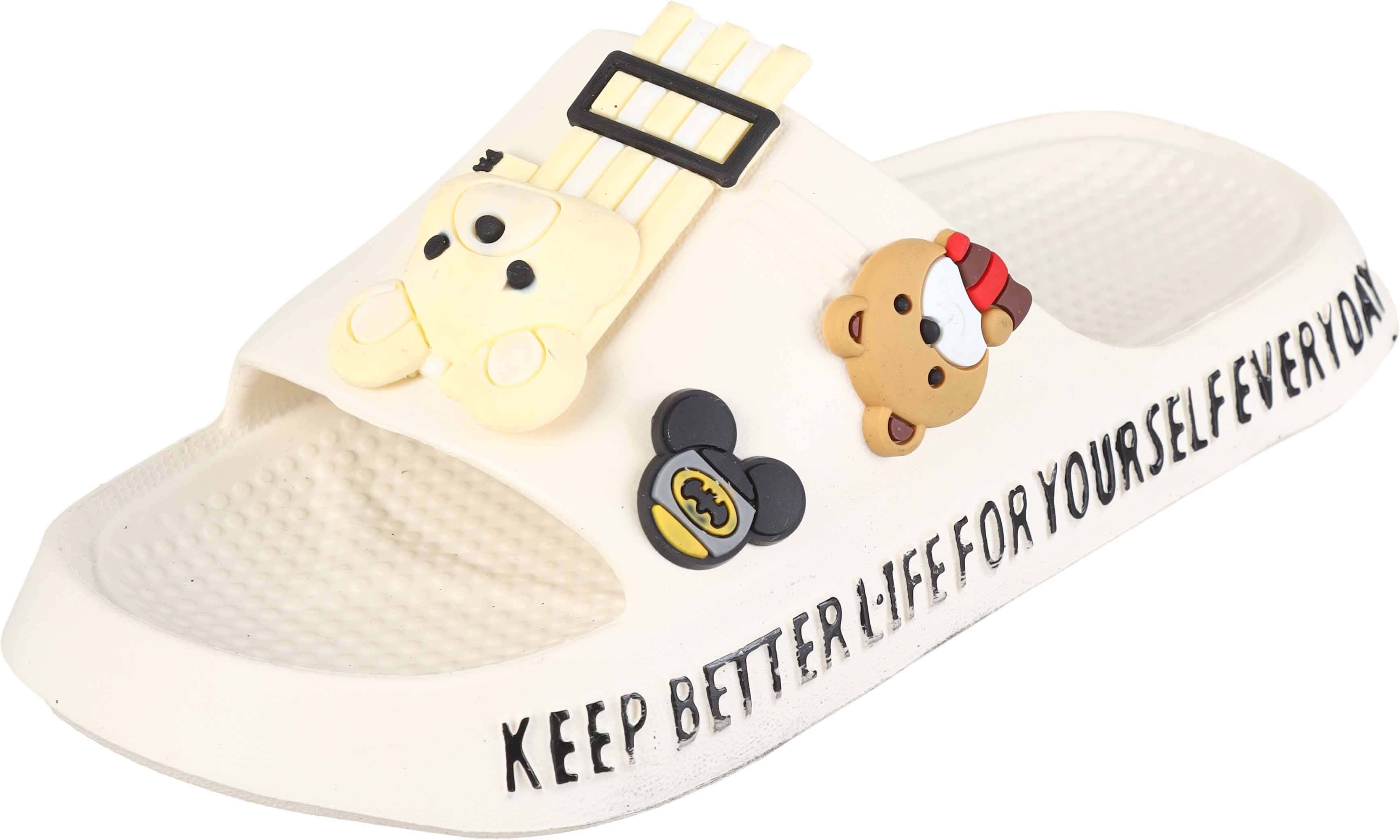 Plastic Slide Slipper for Girls, 33 EU - Off White