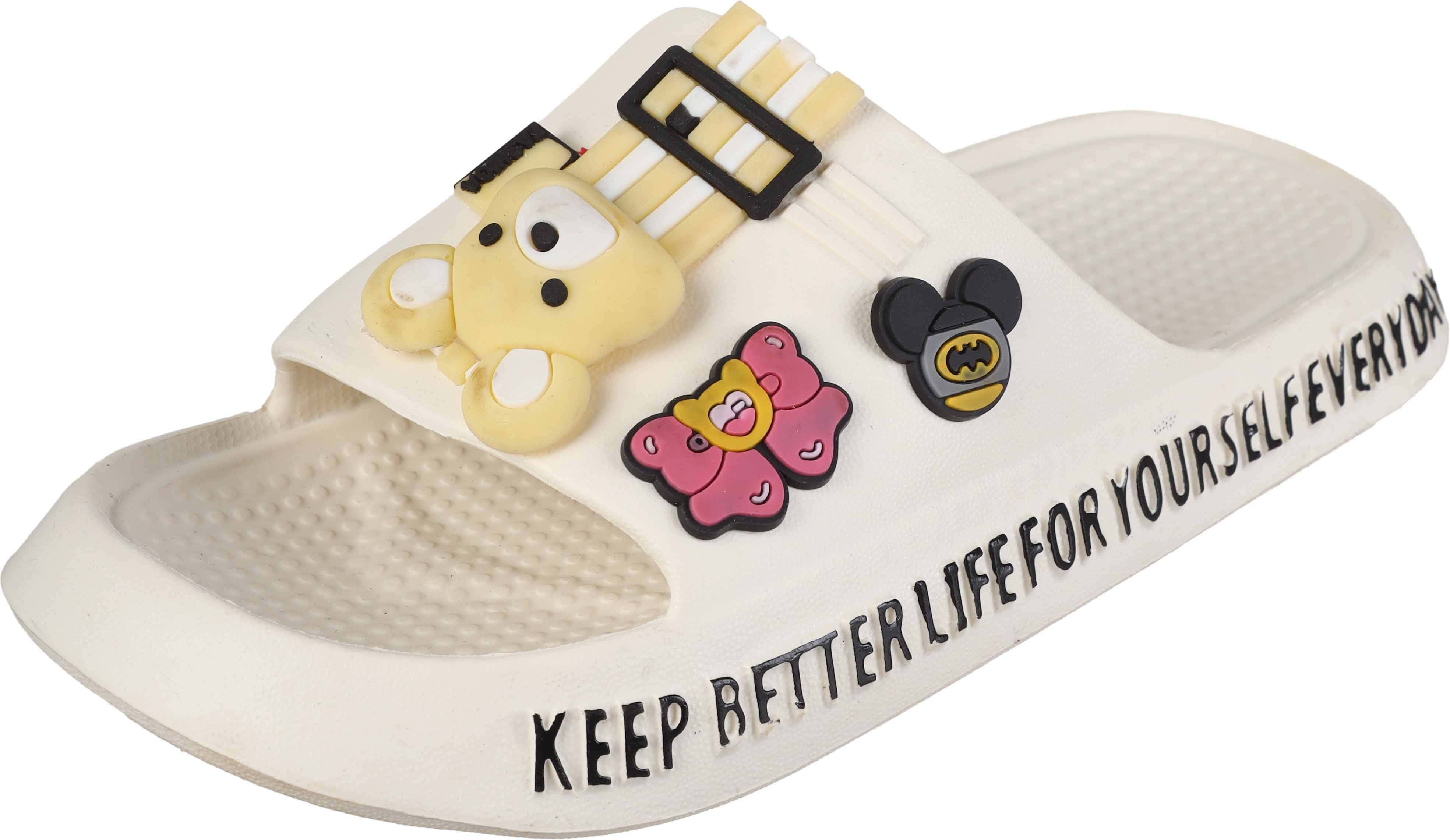 Plastic Slide Slipper for Girls, 35 EU - Off White
