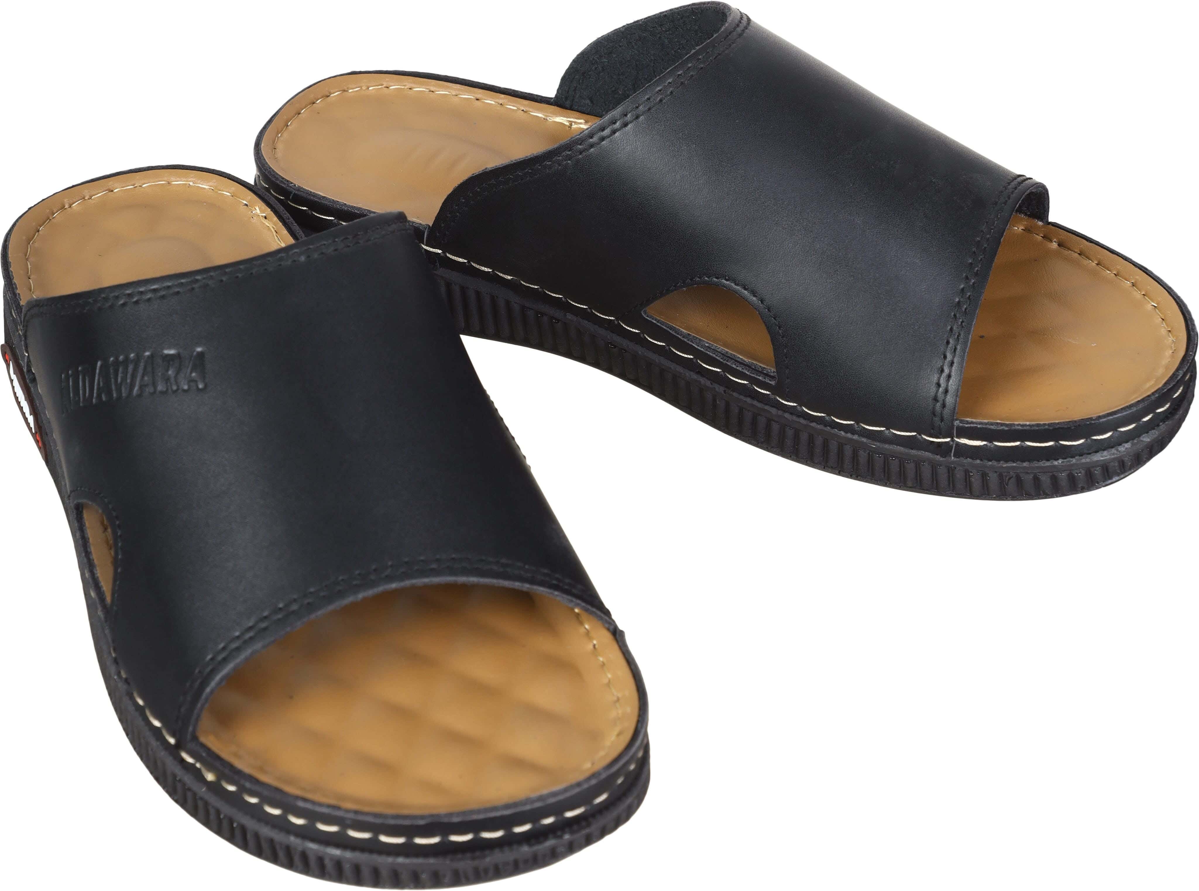 Al Dawara Leather Slide Slipper For Men, 45 EU - Black