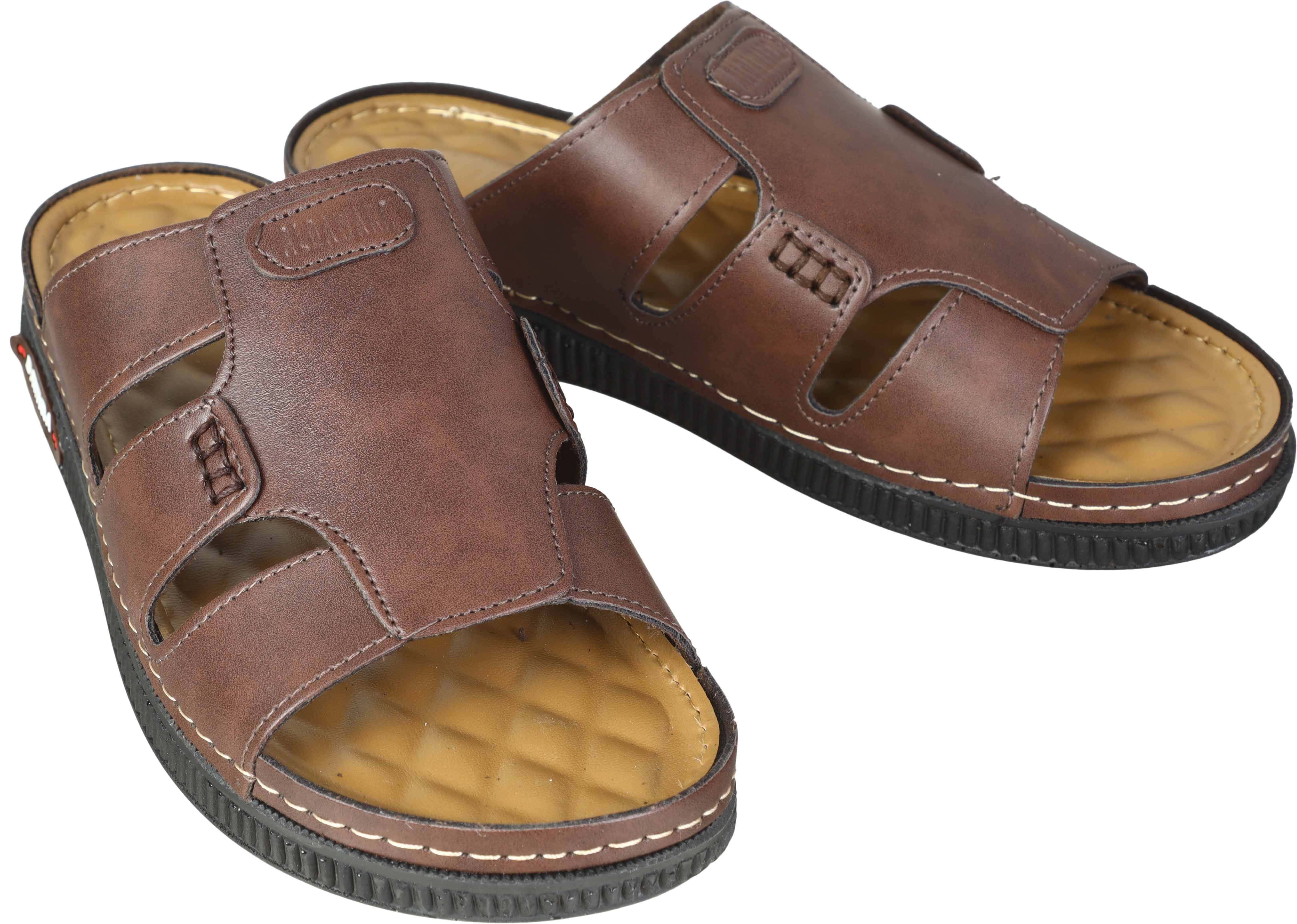 Al Dawara Leather Slide Slipper For Men, 43 EU - Brown