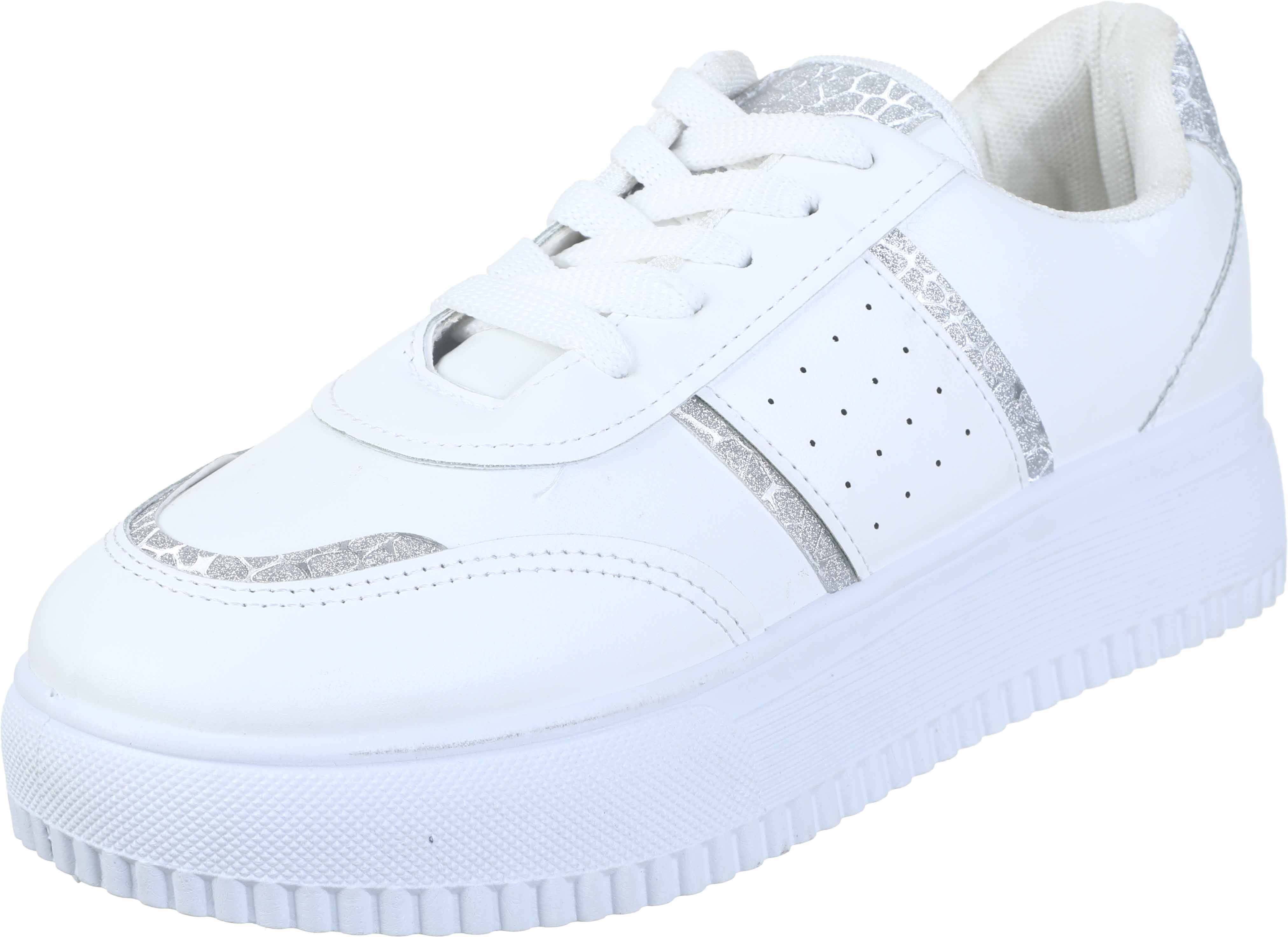 Leather Lace Up Shoes for Women, 38 EU - White Silver