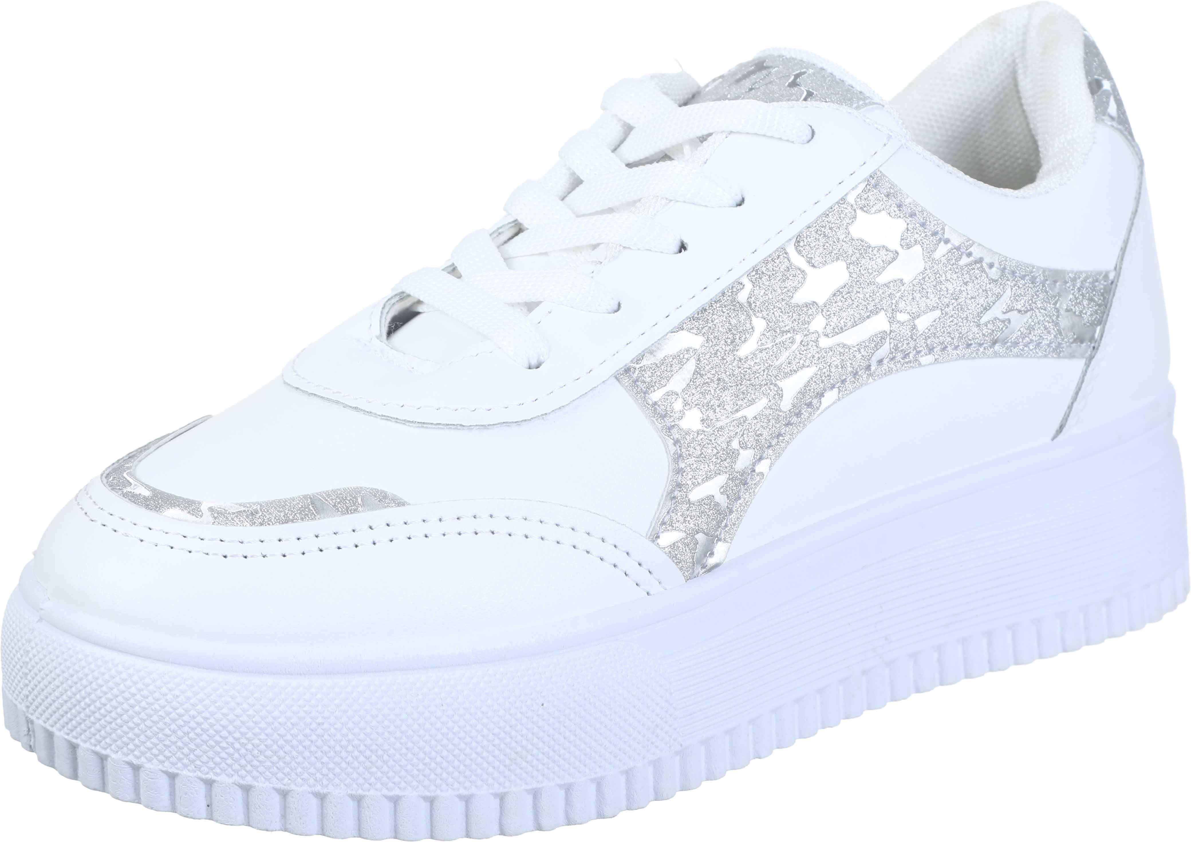 Leather Lace Up Shoes for Women, 38 EU - White Silver