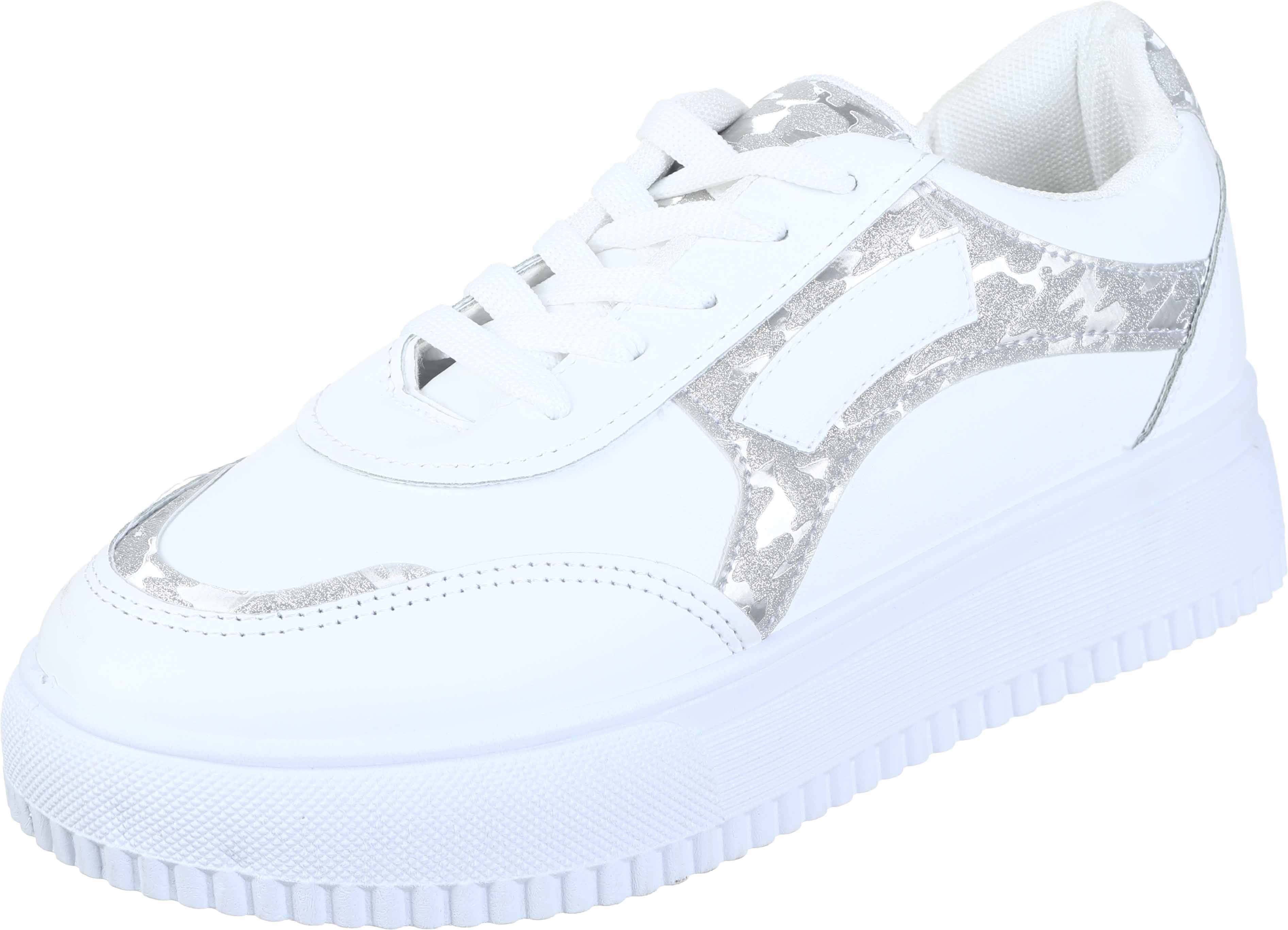 Leather Lace Up Shoes for Women, 41 EU - White Silver