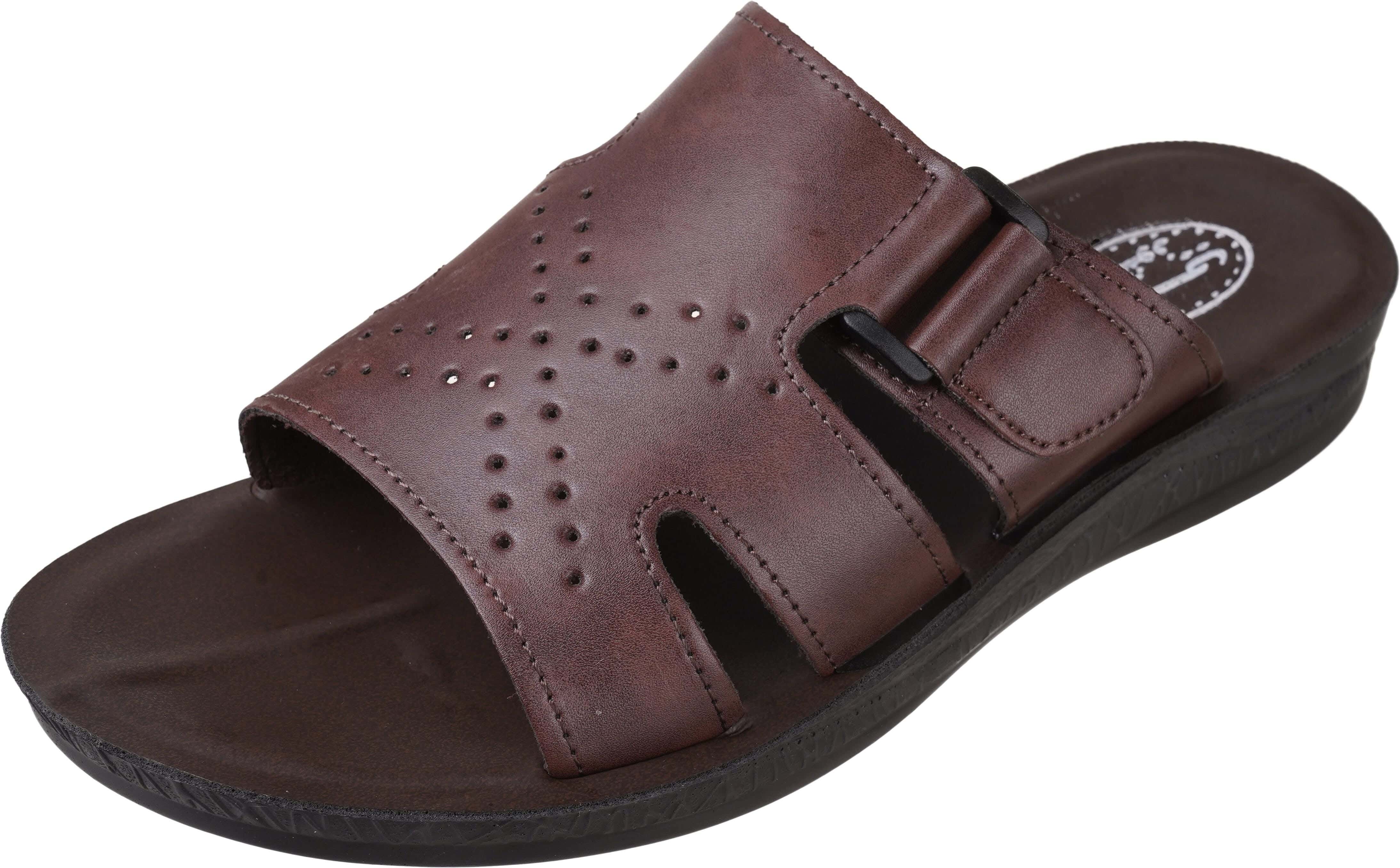 Leather Slide for Men, 45 EU - Dark Brown