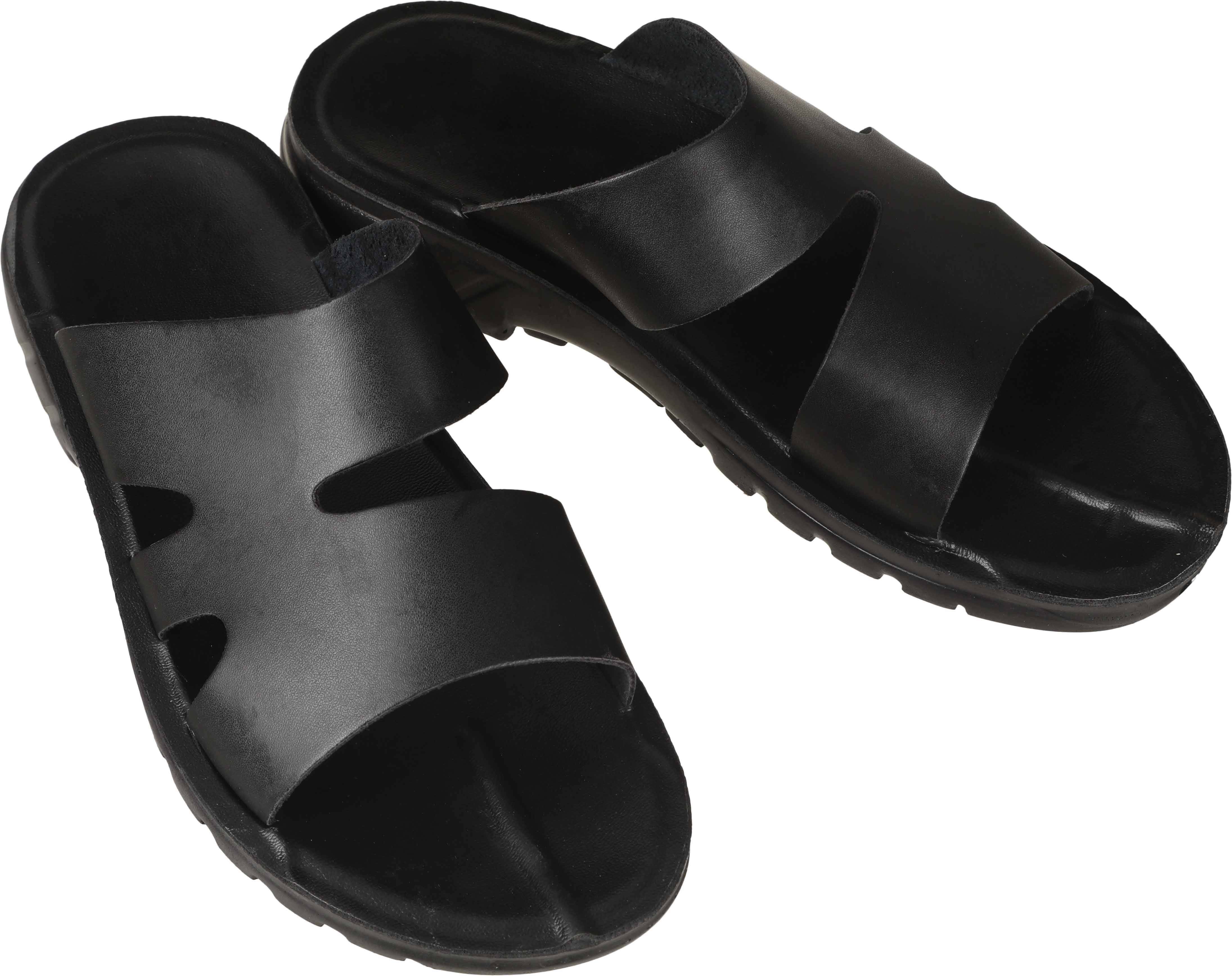 Leather Slide Slipper for Men, 43 EU - Black
