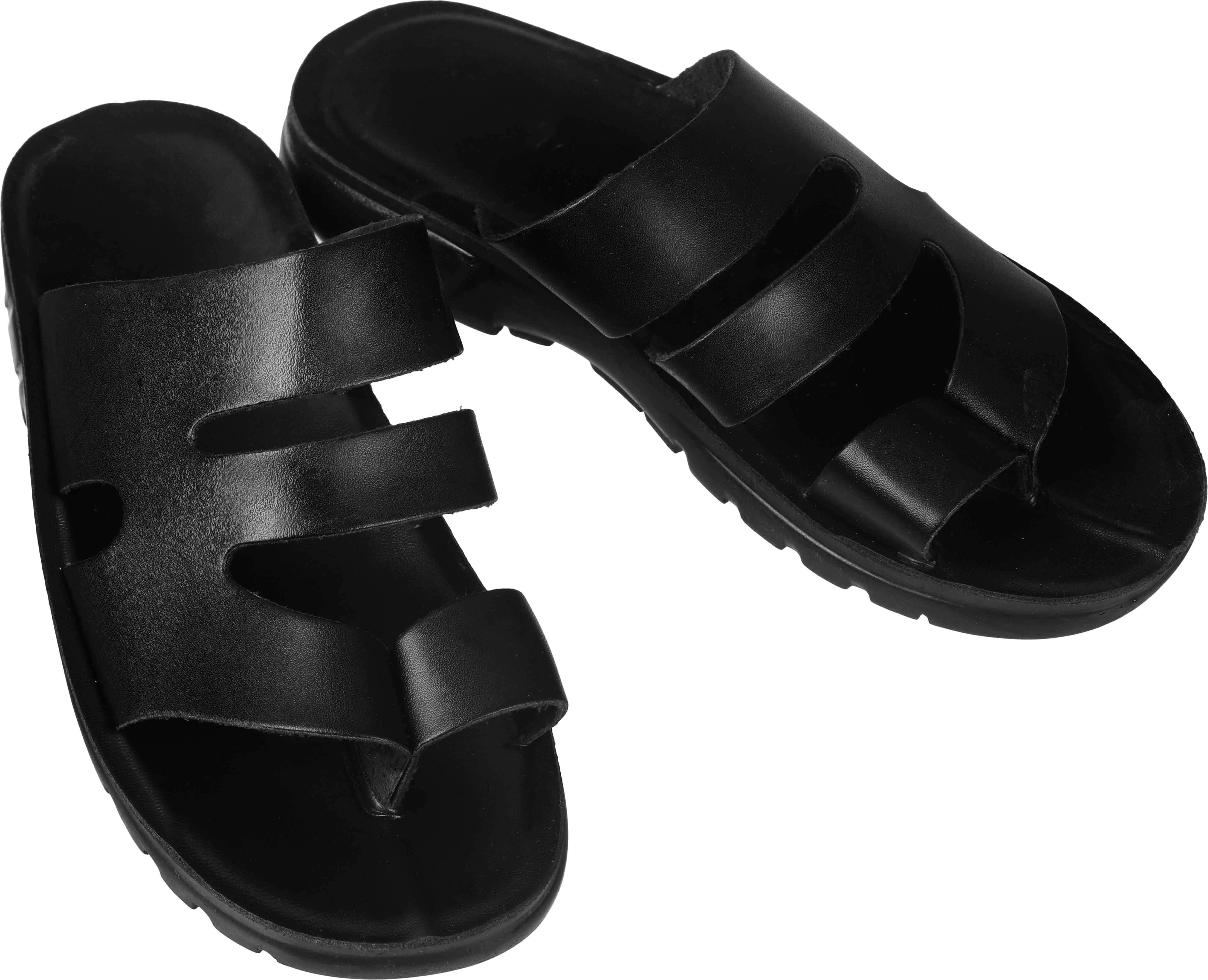Leather Flip Flop Slipper for Men, 46 EU - Black