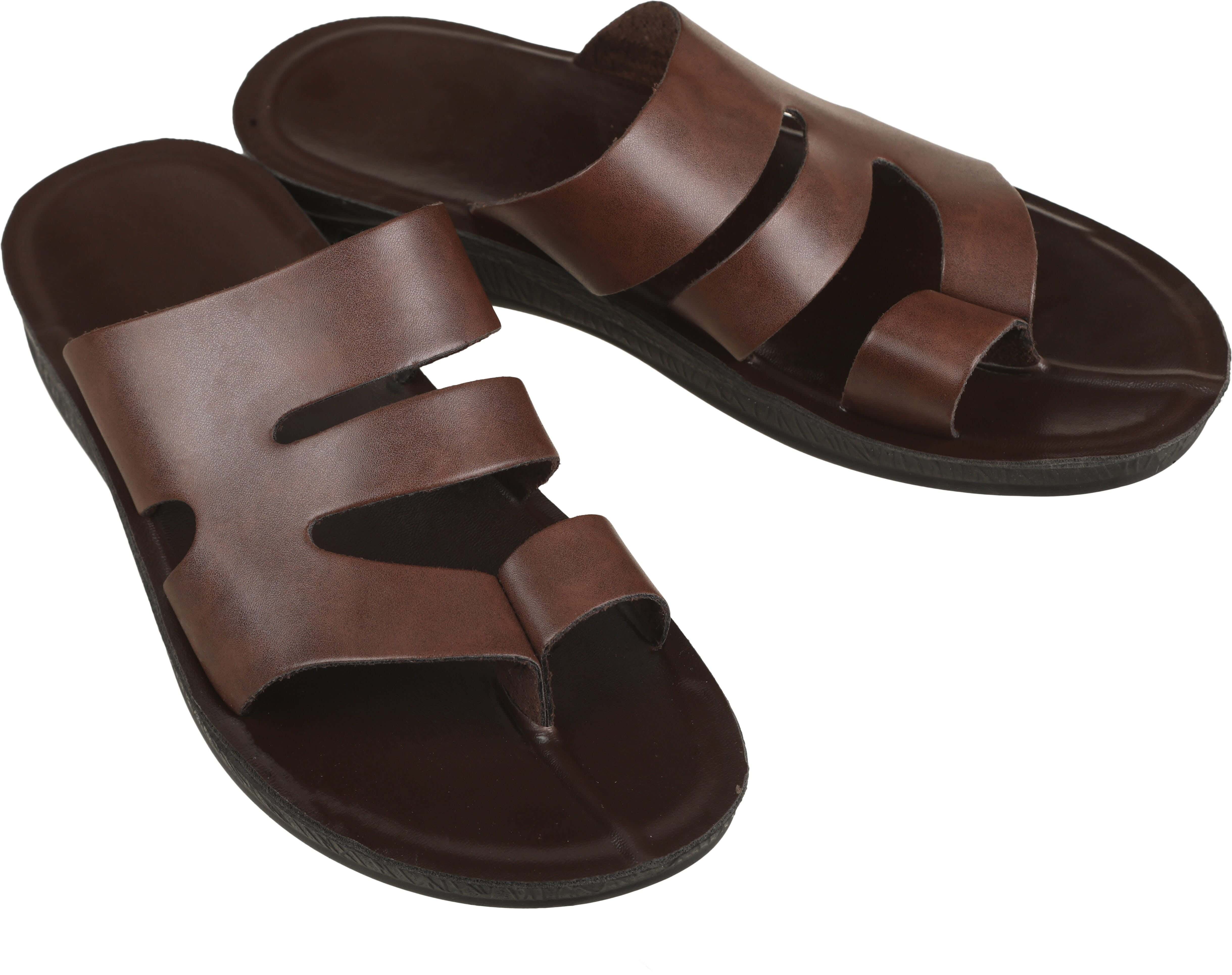 Leather Flip Flop for Men, 46 EU - Brown