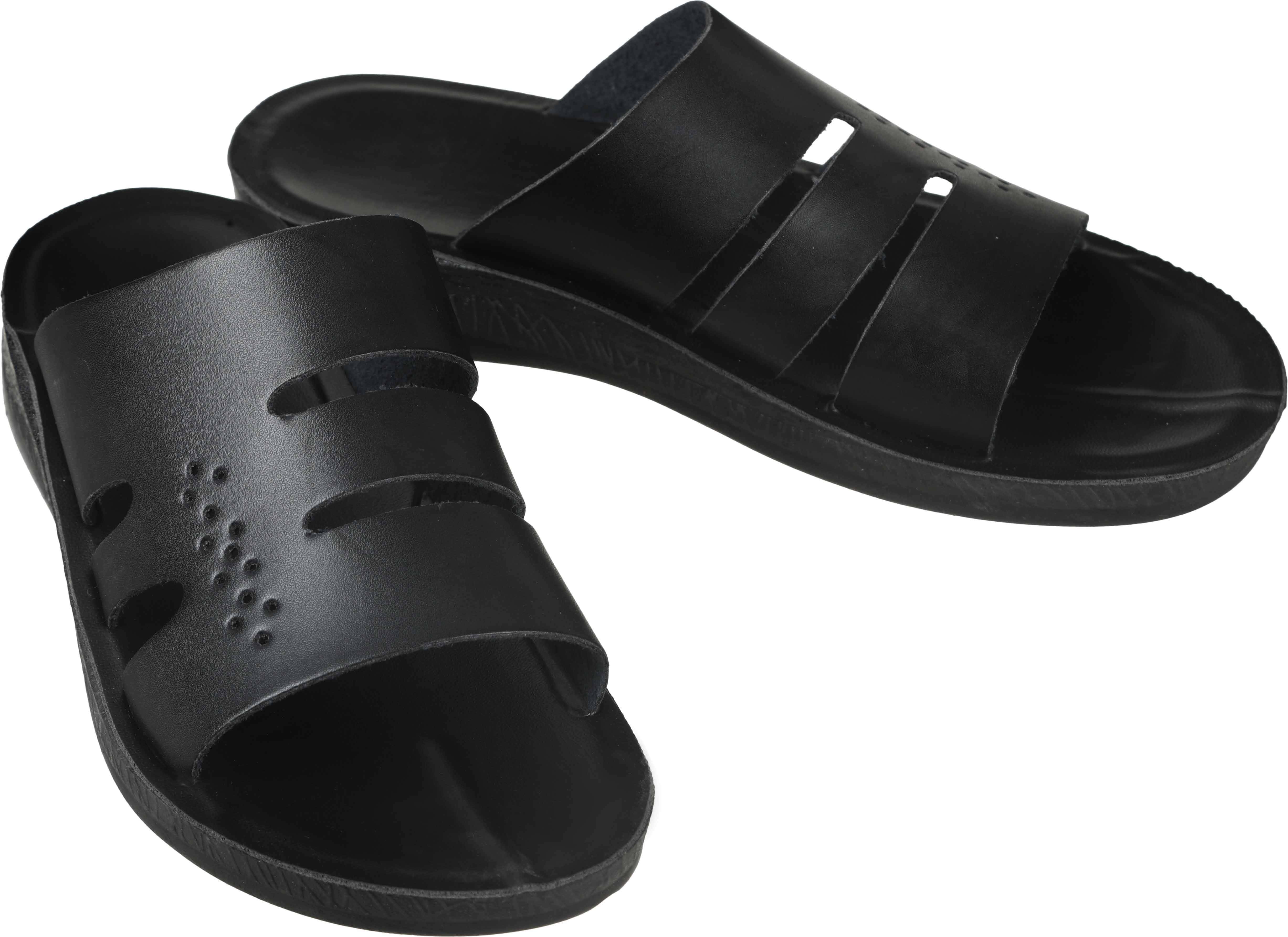 Leather Slide Slipper for Men, 43 EU - Black