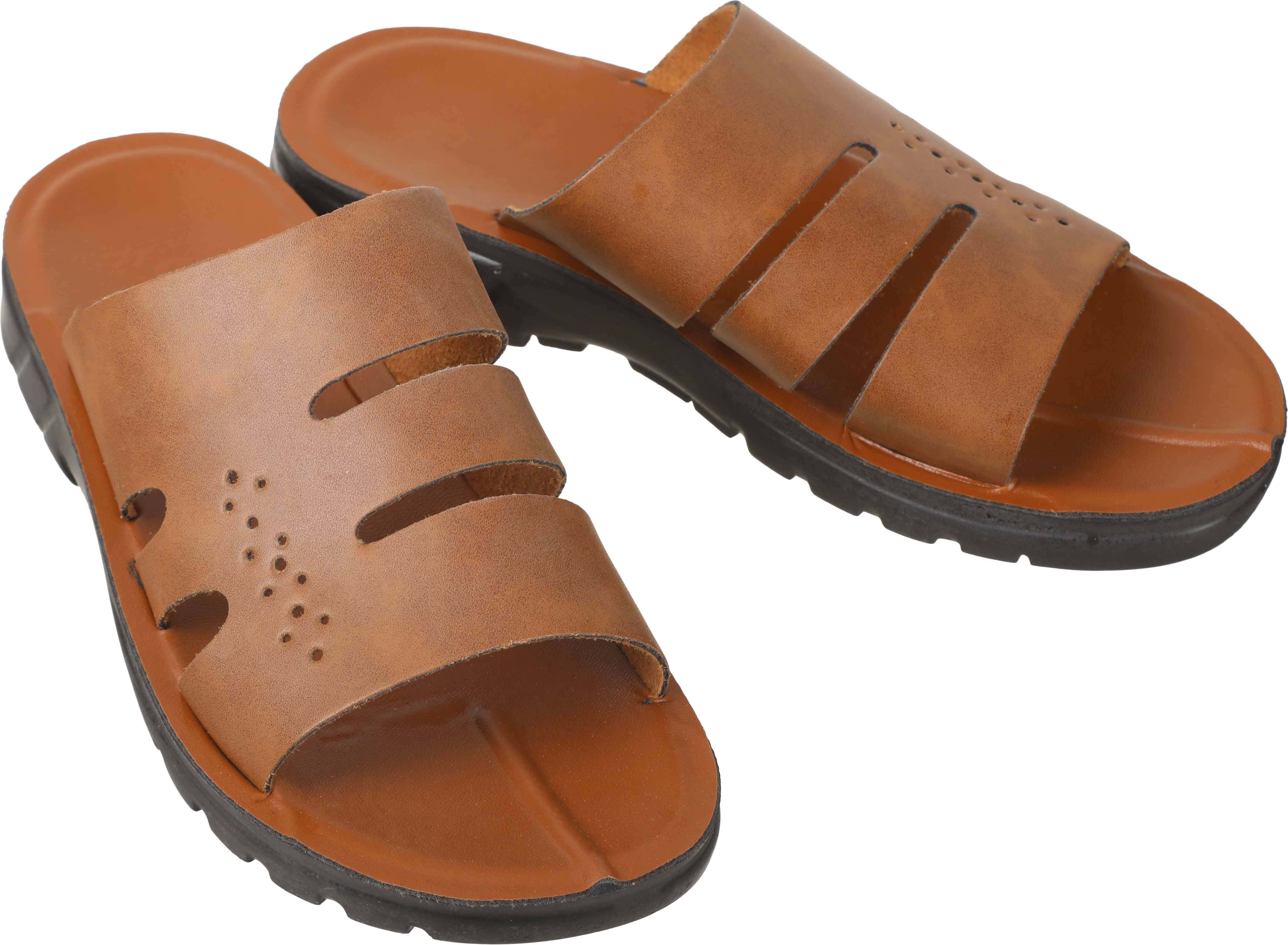 Leather Slide Slipper for Men, 41 EU - Havana