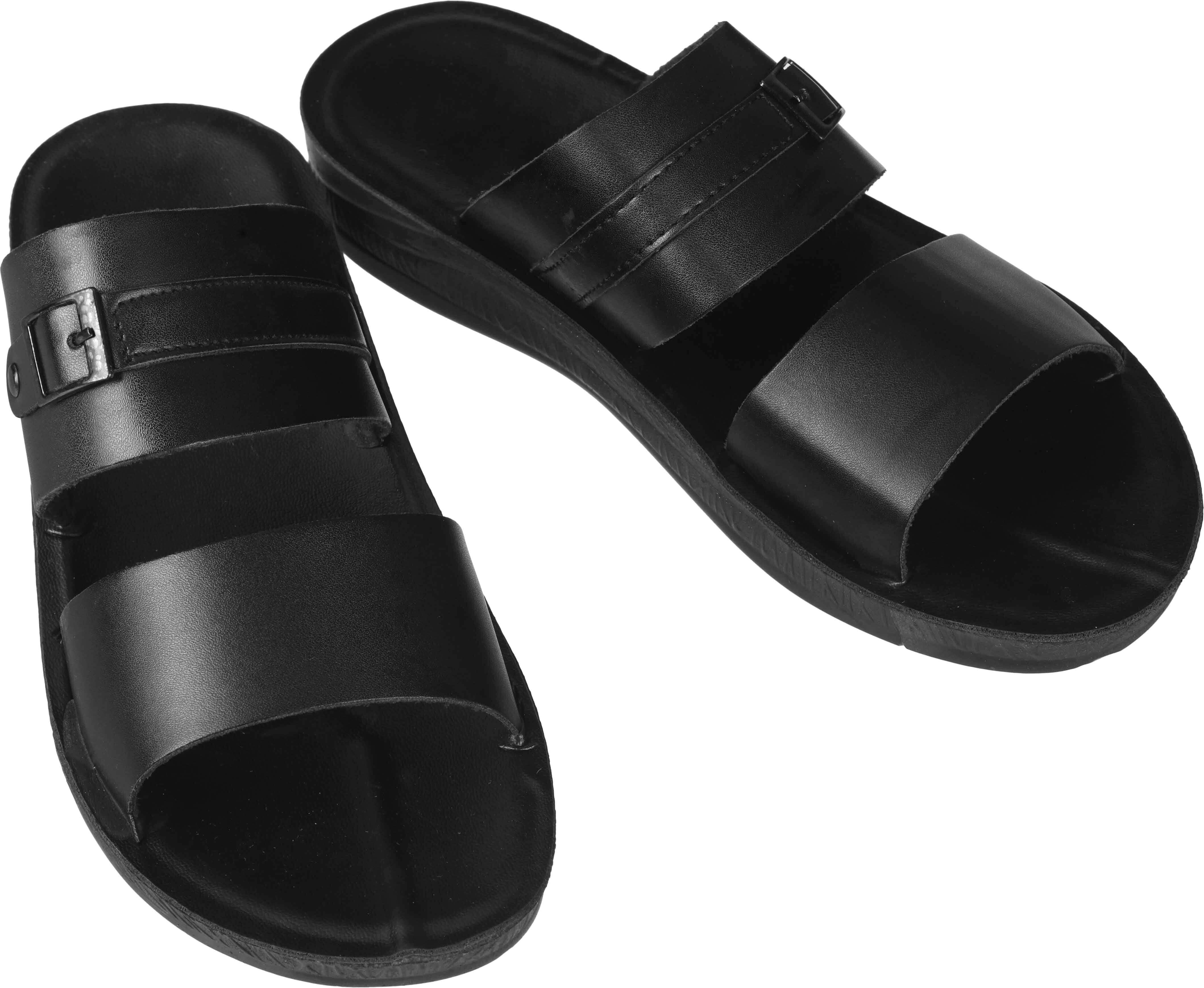 Leather Slide Slipper for Men, 41 EU - Black