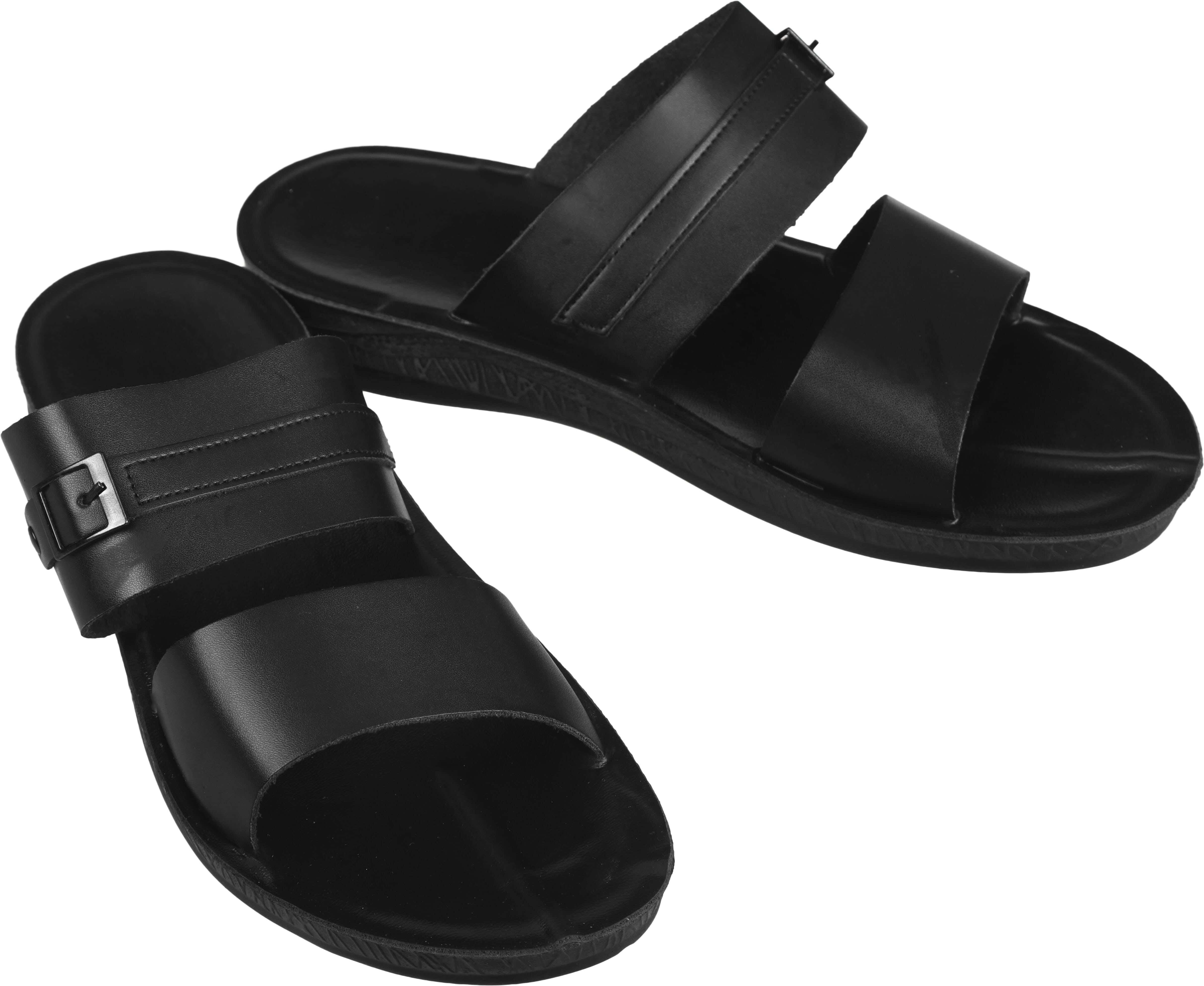 Leather Flip Flop for Men, 45 EU - Black