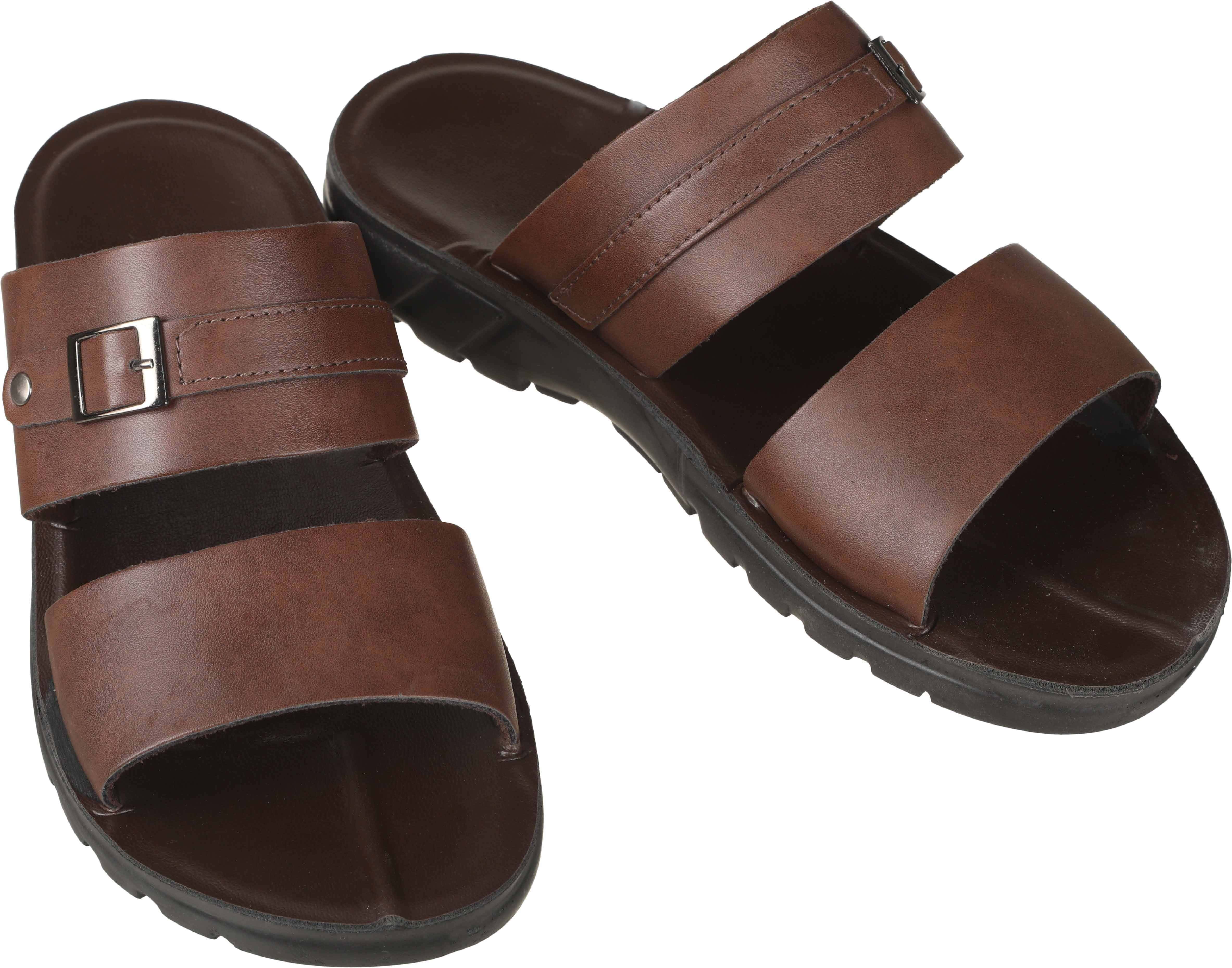 Leather Slide Slipper for Men, 41 EU - Brown
