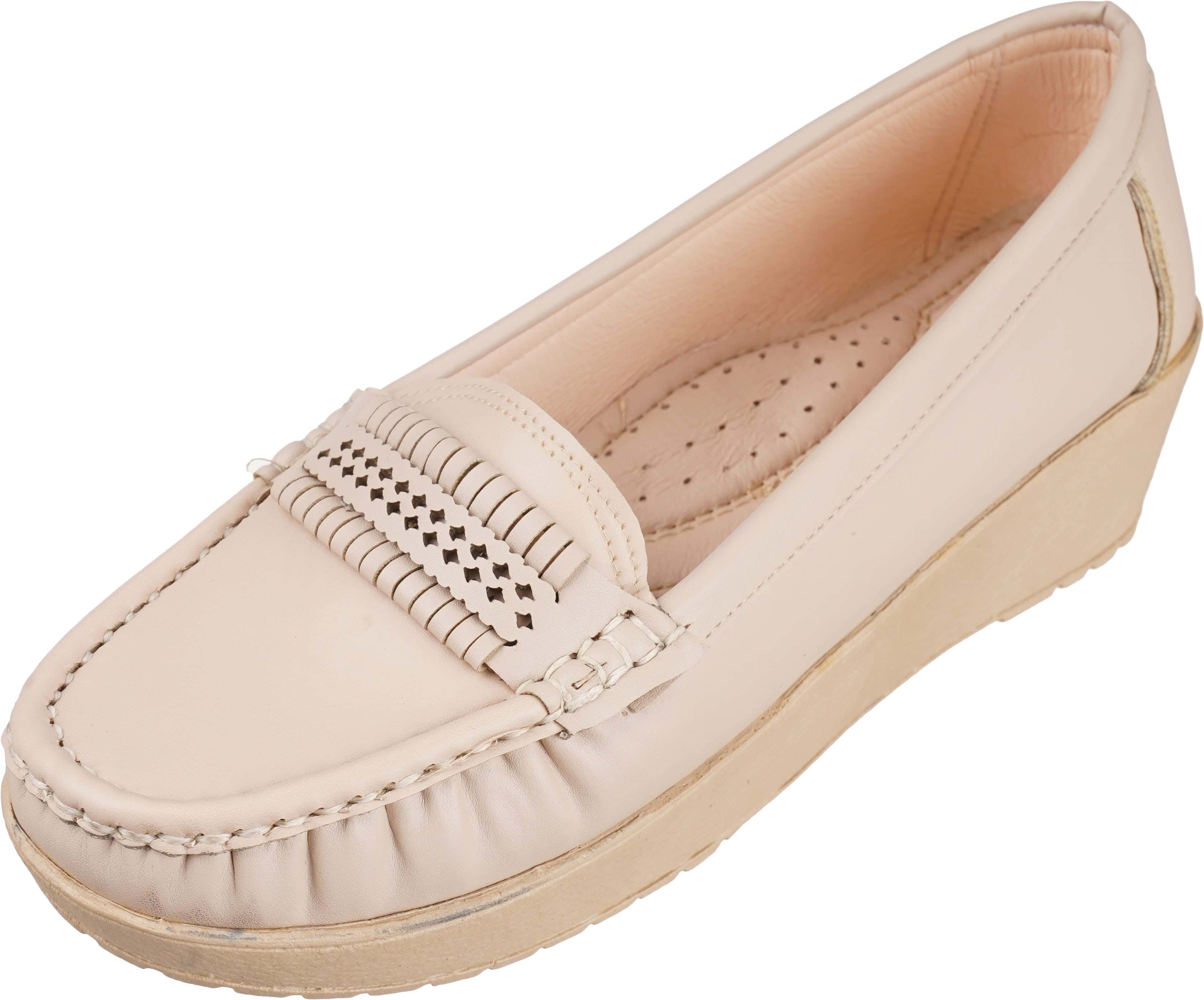Leather Ballerina Shoes for Women, 39 EU - Beige