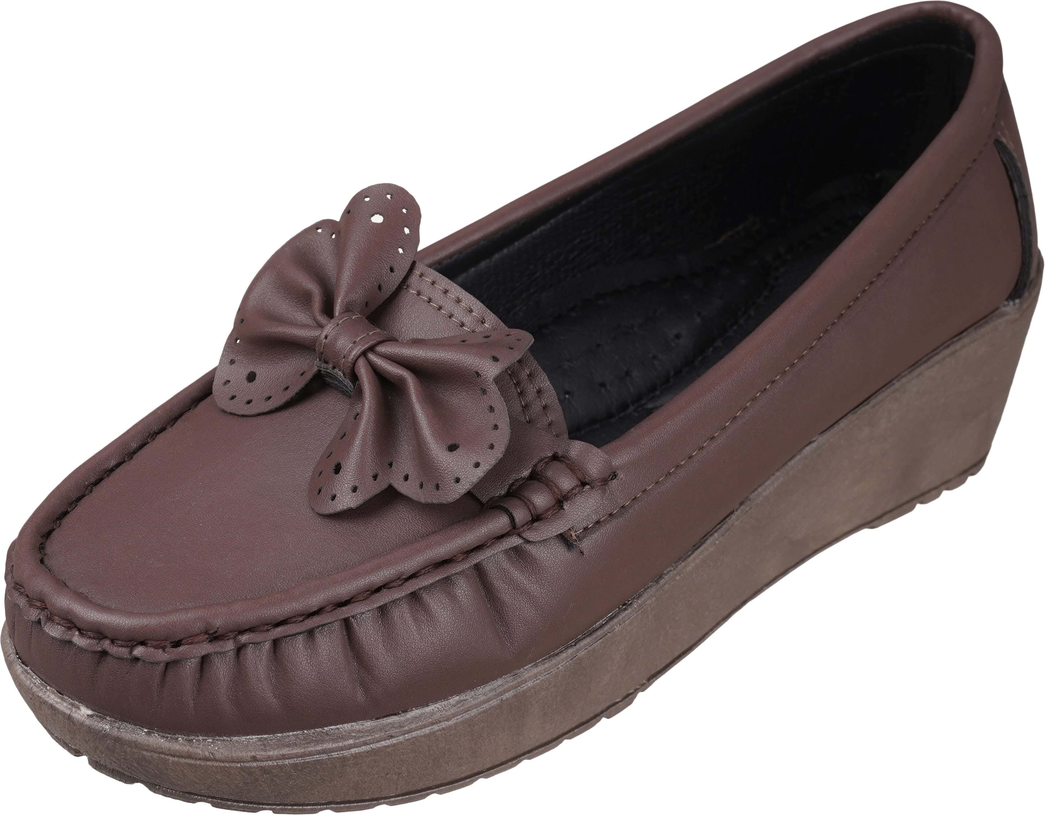 Leather Ballerina Shoes for Women, 38 EU - Brown