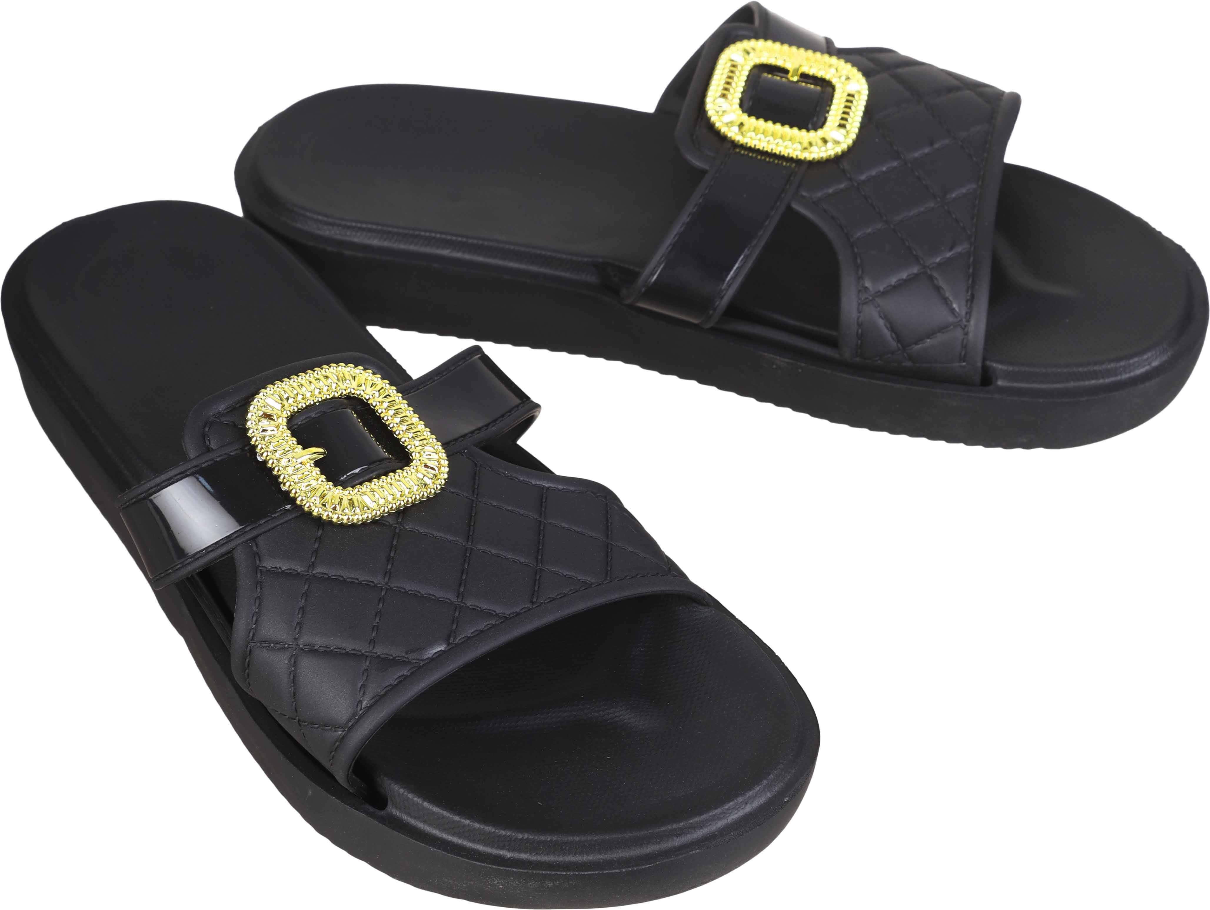Carlos Plastic Slide Slippers For Women, 38 EU - Black