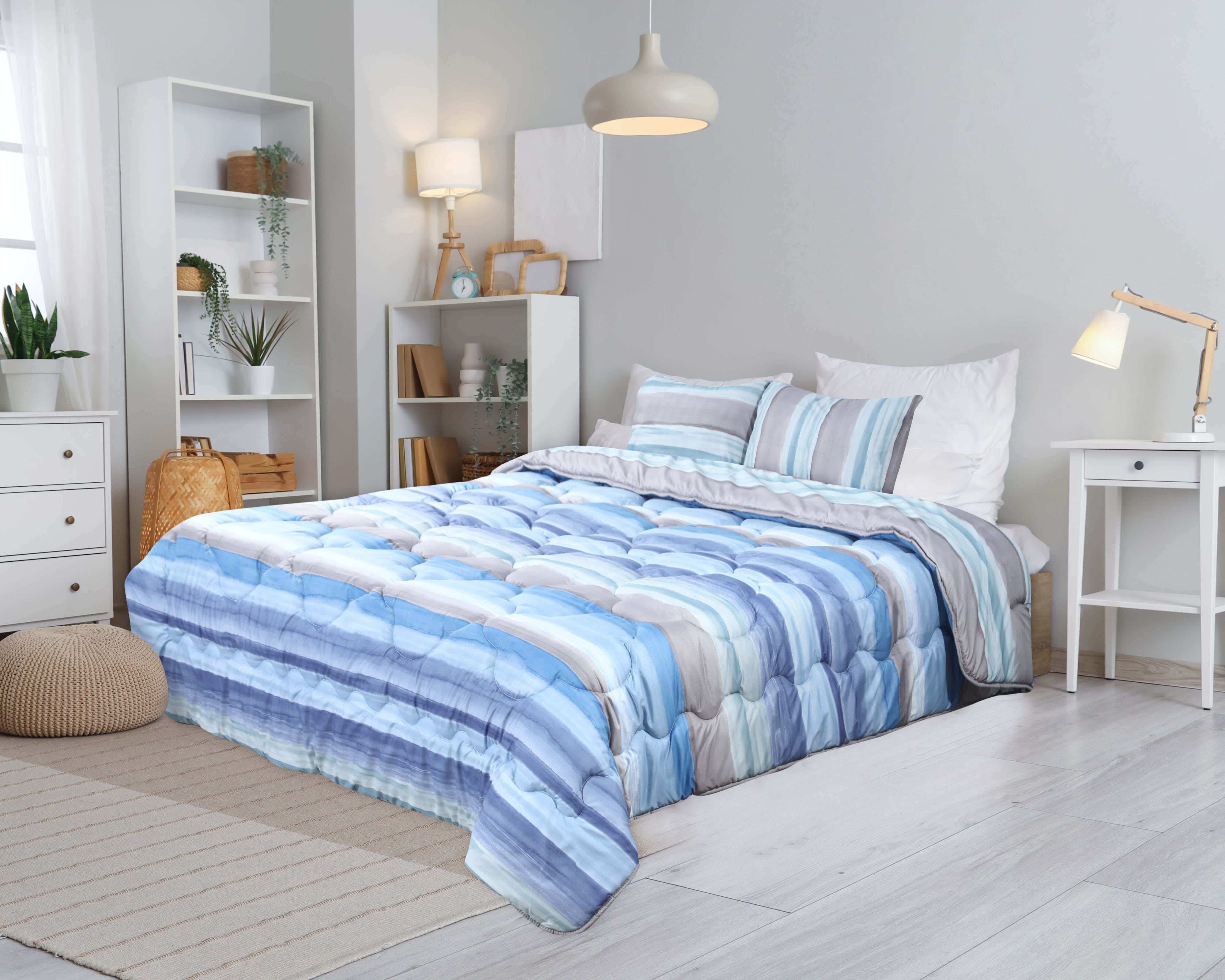 Bed&Bed Microfiber Quilt Set, 3 Pieces, 230x220 cm - Multicolor