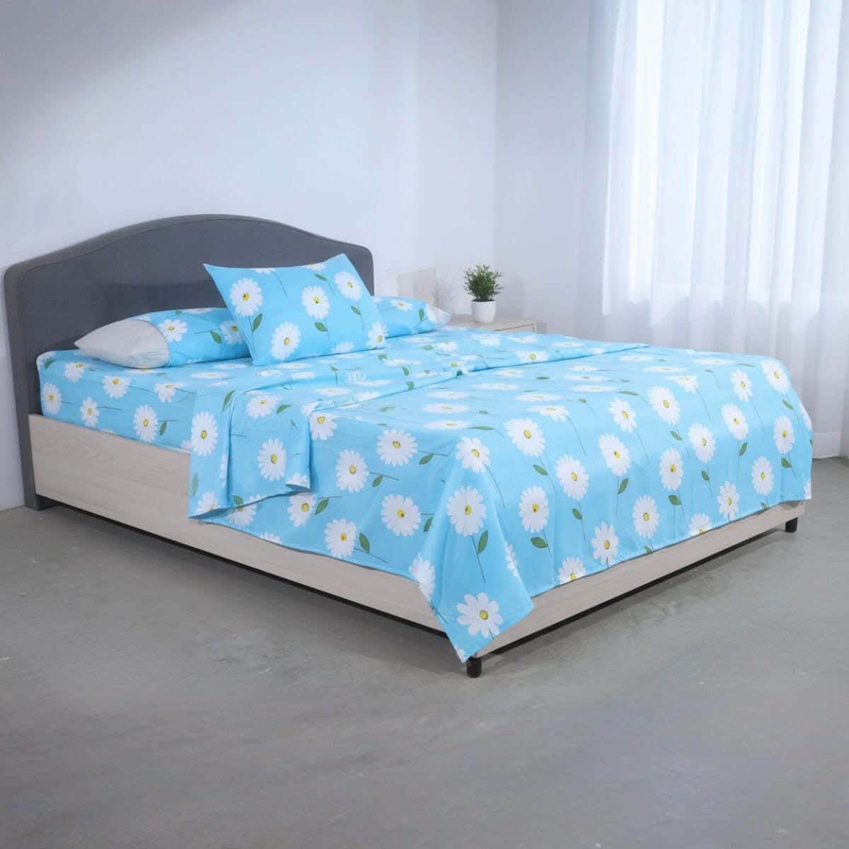 Lazord Bed Sheet Set, 3 Pieces, 170×240 cm - White Blue