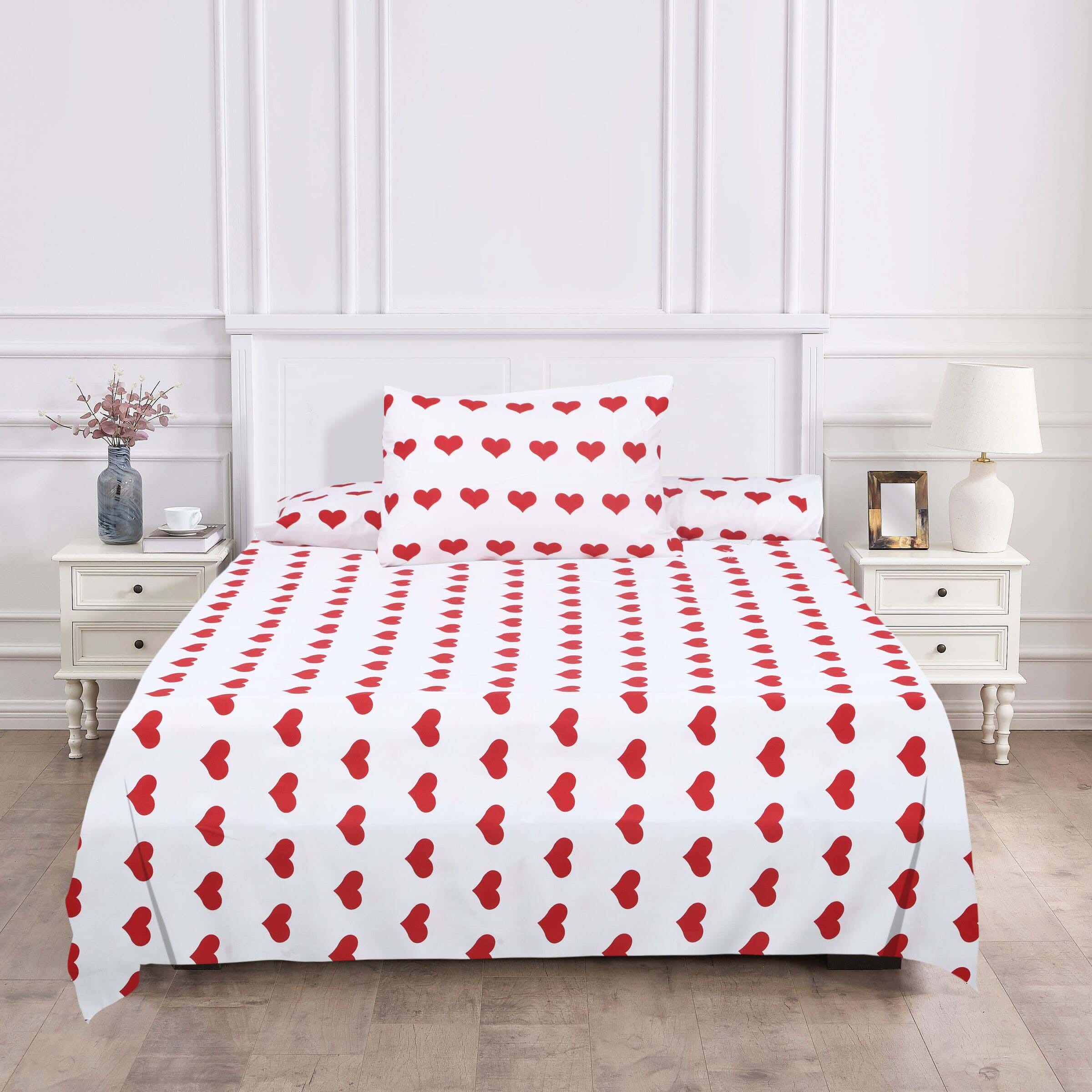 Lazord Bed Sheet Set, 3 Pieces, 170×240 cm - Red White