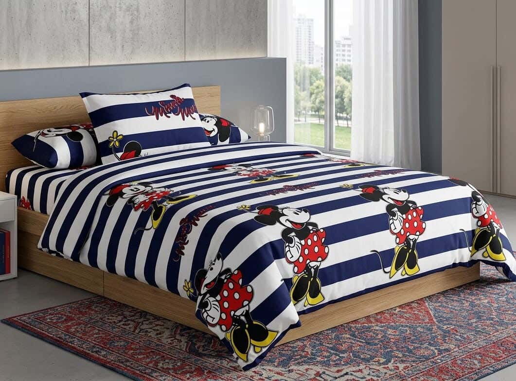 Baby Bed Sheet Set, 3 Pieces, 240×170 cm - White Navy
