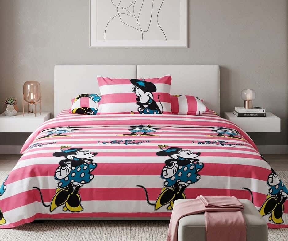 Baby Bed Sheet Set, 3 Pieces, 240×170 cm - White Pink